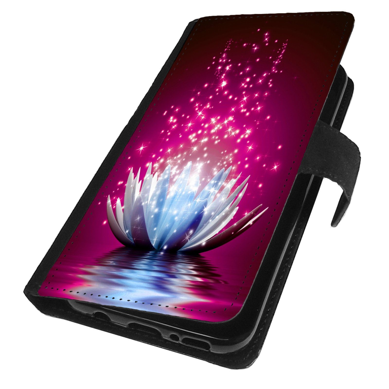 Traumhuelle Handyhülle MOTIV 255 Blume Lotus Schutz Hülle für Samsung Galaxy Handy, Lila Weiß Schwarz Handytasche Klapphülle Case Book Etui Cover Silikon