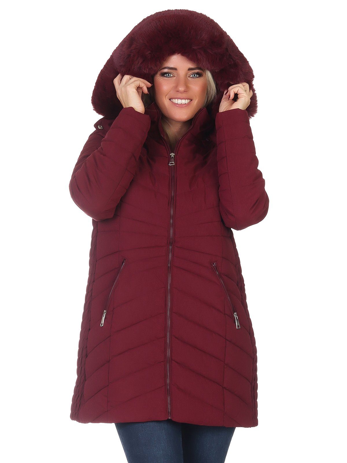 Aurela Damenmode Steppjacke Damen Outdoor Jacke mit Teddyfell - LH105 - mit günstig online kaufen