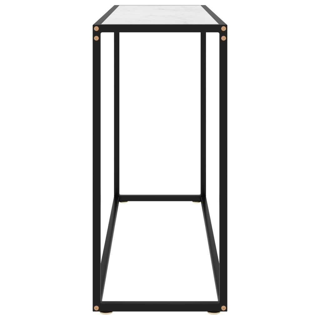 möbelando Beistelltisch Andernach (LxBxH: 100x35x75 aus in cm), mit Glasböden Stahl Weiß