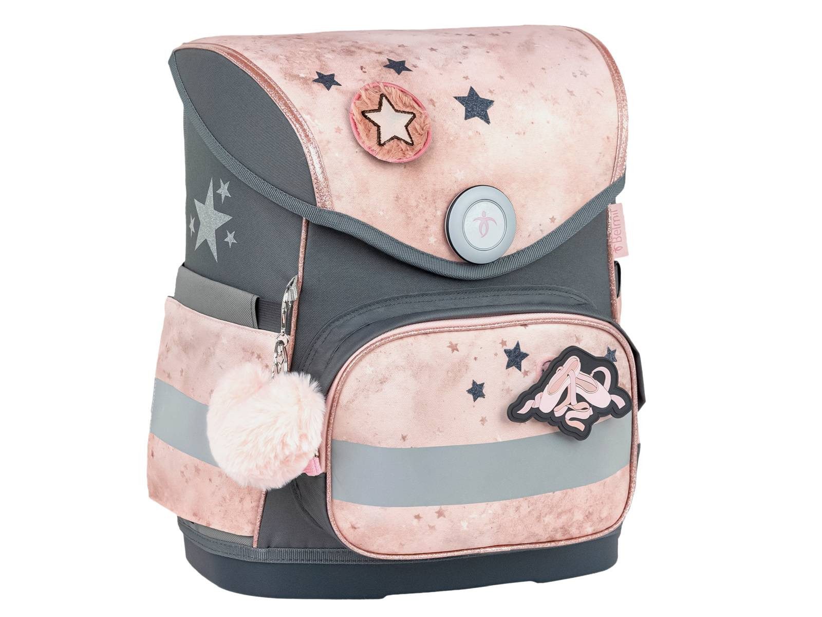 Belmil Schulranzen "Compact mit Patch" 2026 mit Magnetschloss 1. Klasse neue Designs (4-tlg), 19 Liter Volumen, Einschulung, Grundschule, Balett, für Mädchen