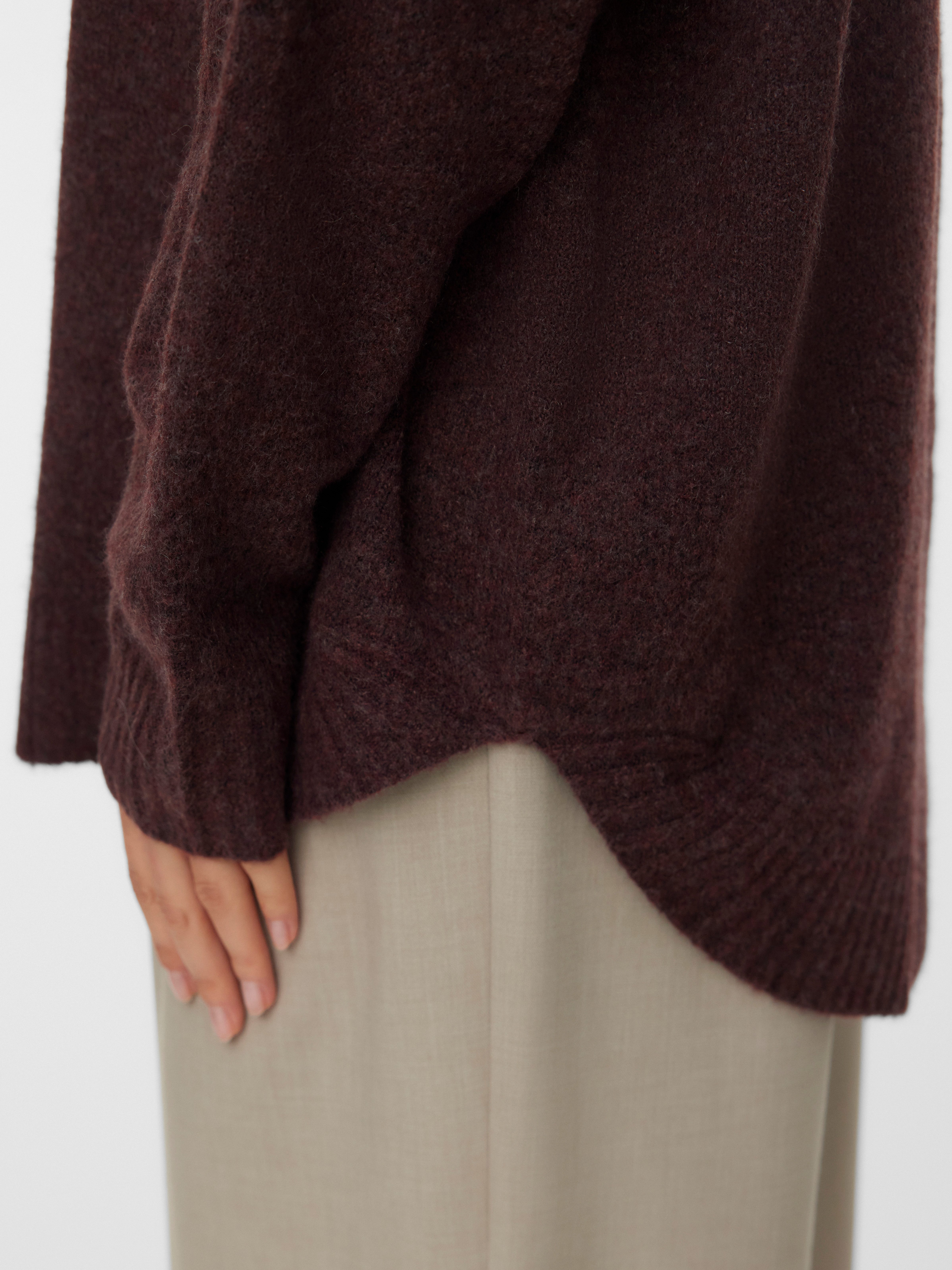 Vero Moda Strickpullover VMPLAZA LS HIGHNECK LONG PULLOVER GA BOO Materialmix, loose fit
