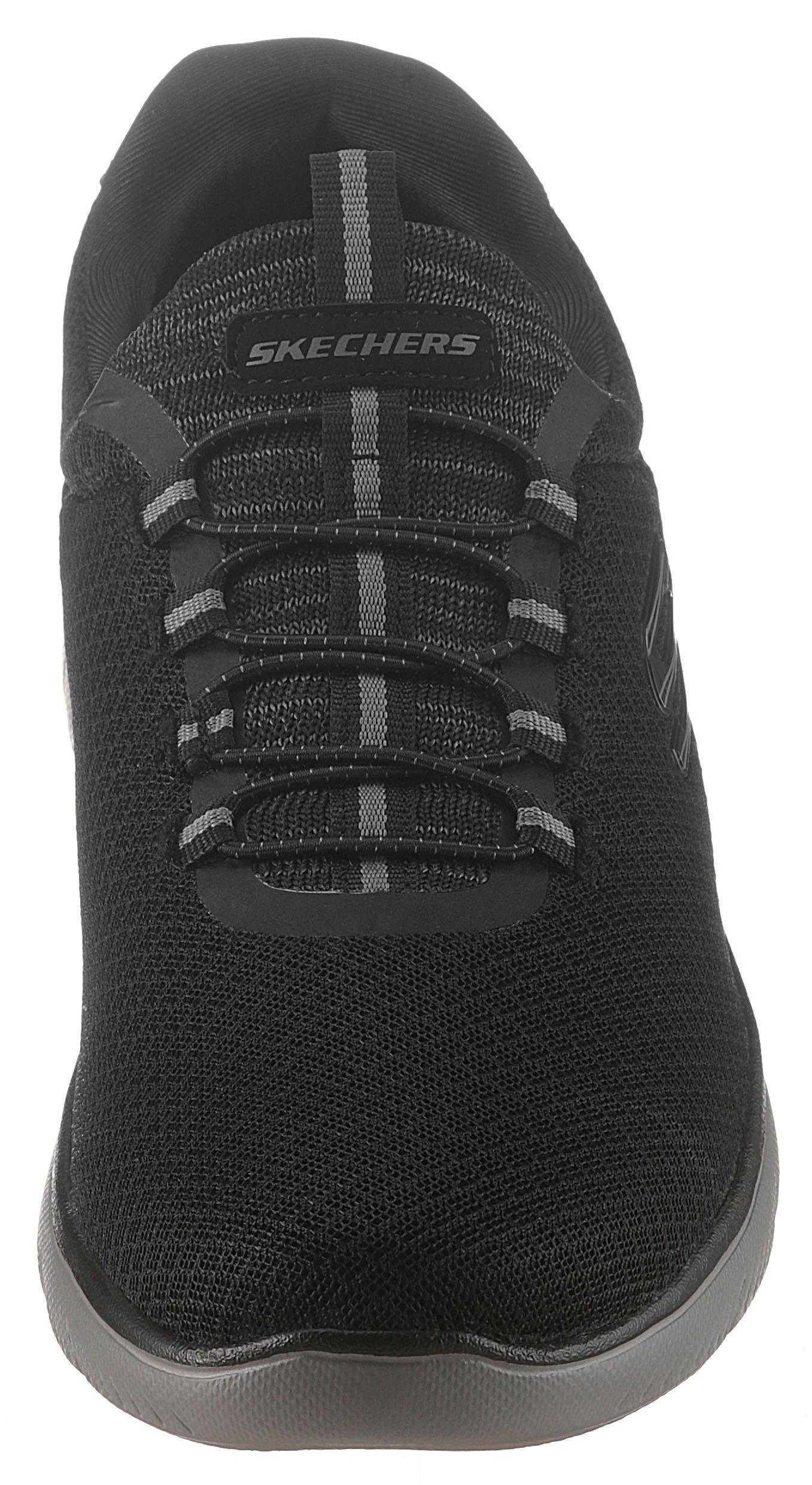 black/charcoal Skechers mit Foam-Ausstattung Slip-On komfortabler Summits Memory Sneaker
