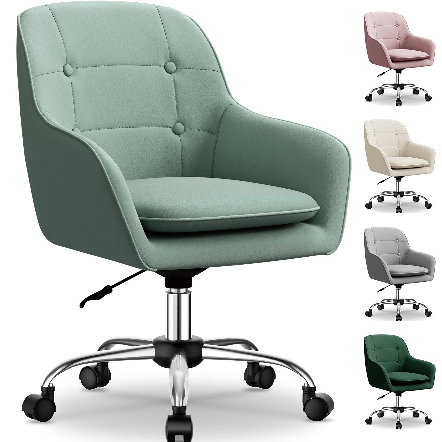 Adormii Bürostuhl Homeoffice Stuhl,Schminkstuhl mit Armlehnen,Drehstuhl mit Rrollen (Samt Stuhl,höhenverstellbar,für Schminktisch,Arbeitszimmer, Schlafzimmer,150kg)