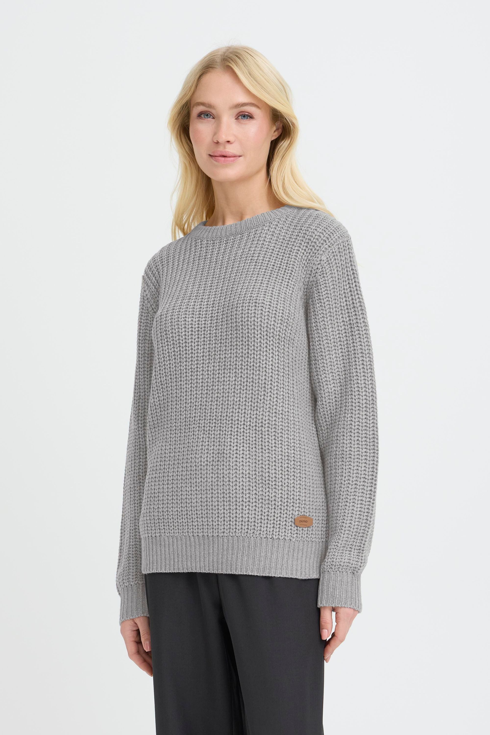 OXMO Strickpullover OXEDNA Moderner Pullover mit Aufdruck günstig online kaufen