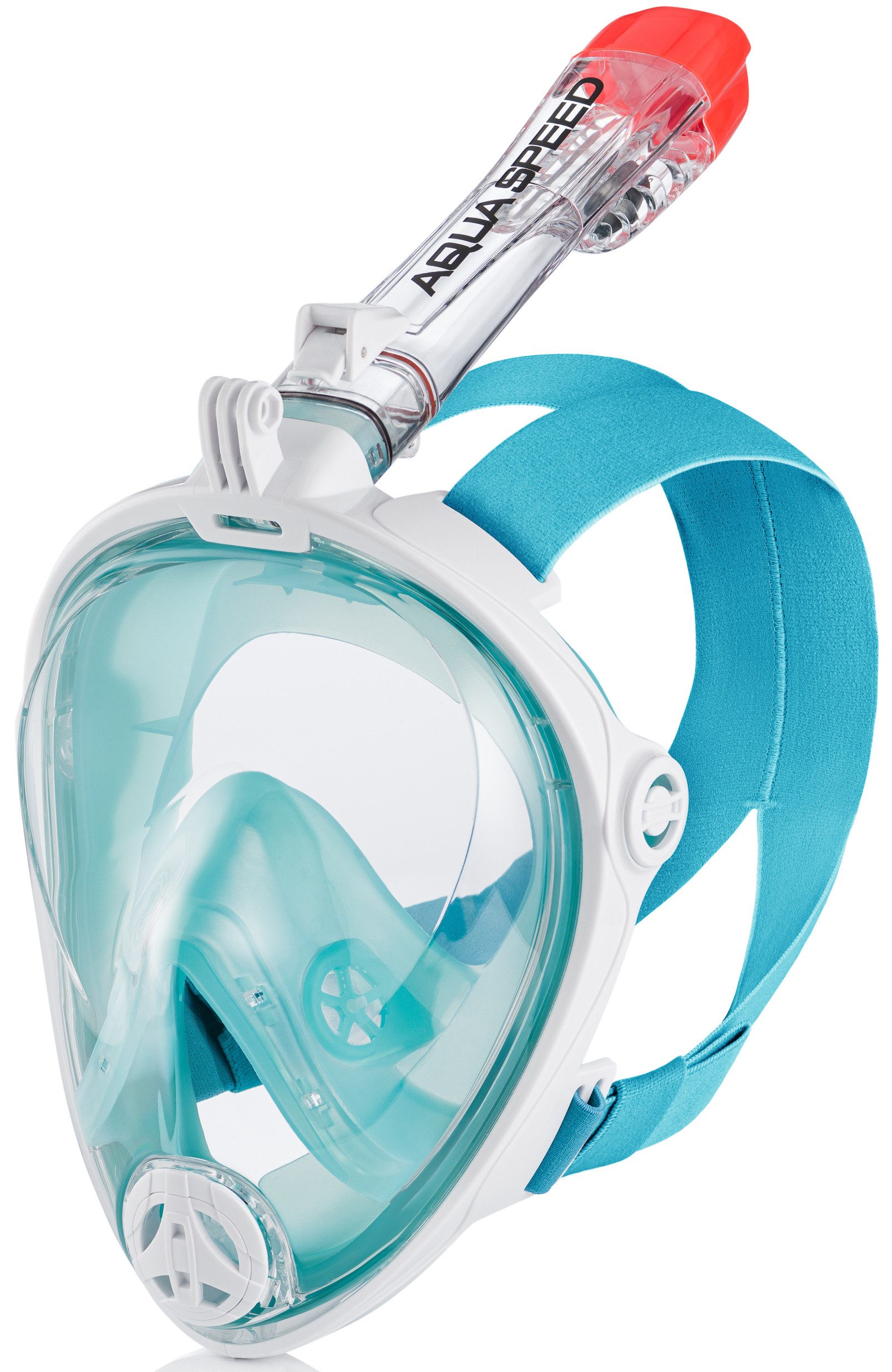 Aqua Speed Schnorchel Erwachsene 180° Panorama Full Schnorchelmaske + Mikrofaser Handtuch (Full Face Maske, Tauchausrüstung, Wassersport), Spezielles Doppel-Luftstromsystem zur Reduzierung von CO₂-Rückatmung