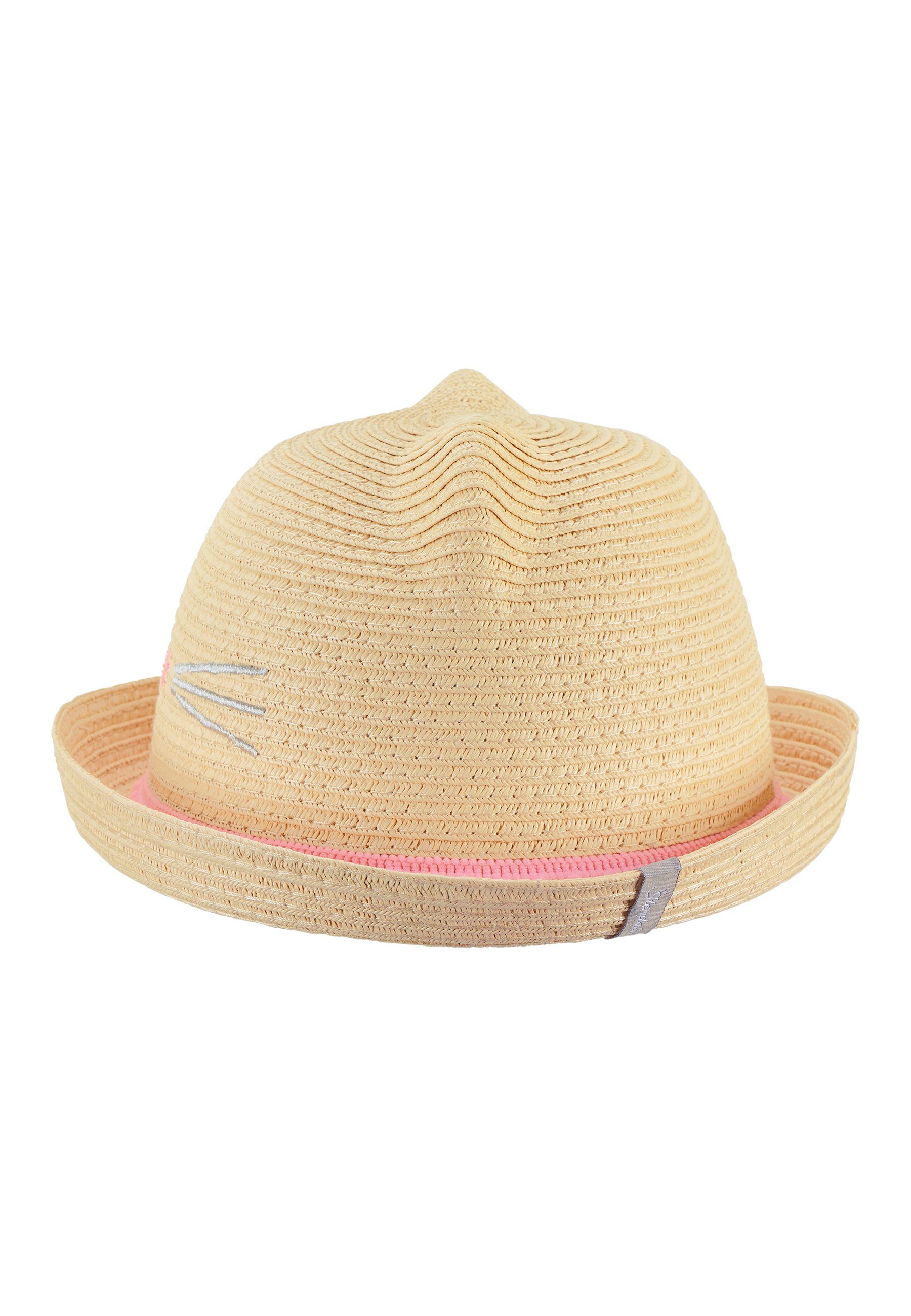 Sterntaler® Sonnenhut UV-Schutz 50+ Strohhut (1-St., Sommerhut Baby bedruckt, Baby Hut mit angedeuteten Öhrchen) Sonnenhut Kinder mit buntem Baumwollband, Babyhut