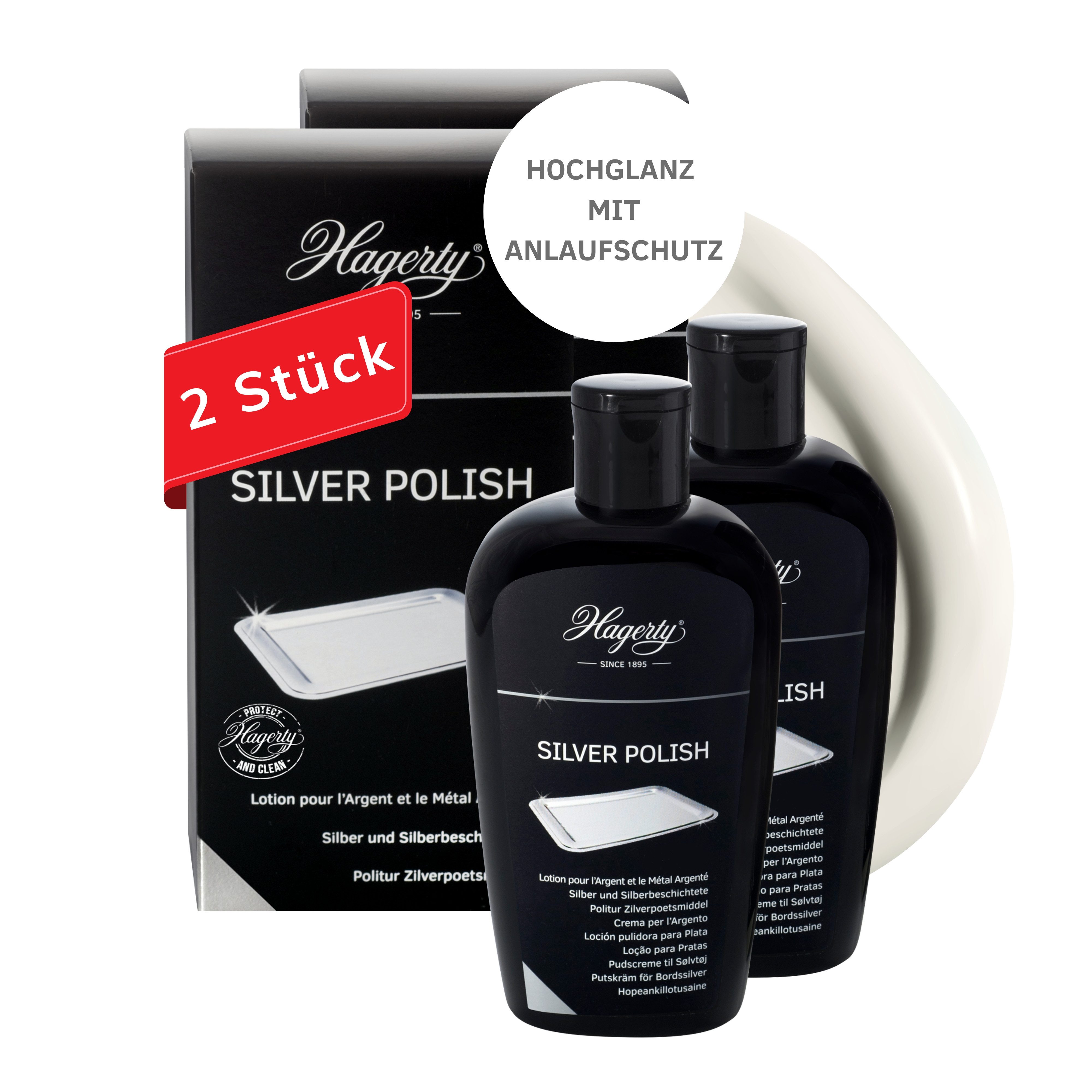 Hagerty Set 2x Silver Polish 250 ml Politur für Silber und versilbertes Metall Schmuckreiniger
