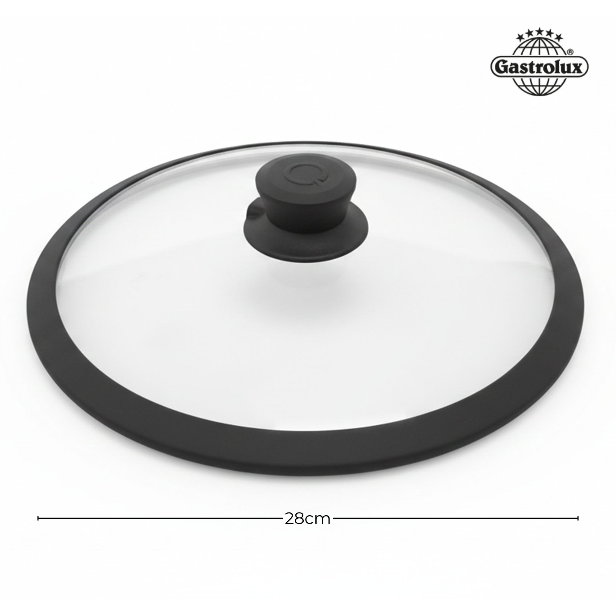 Gastrolux Bratpfanne Gastrolux Deckel mit Silikonring Anthrazit Glasdeckel 28 cm