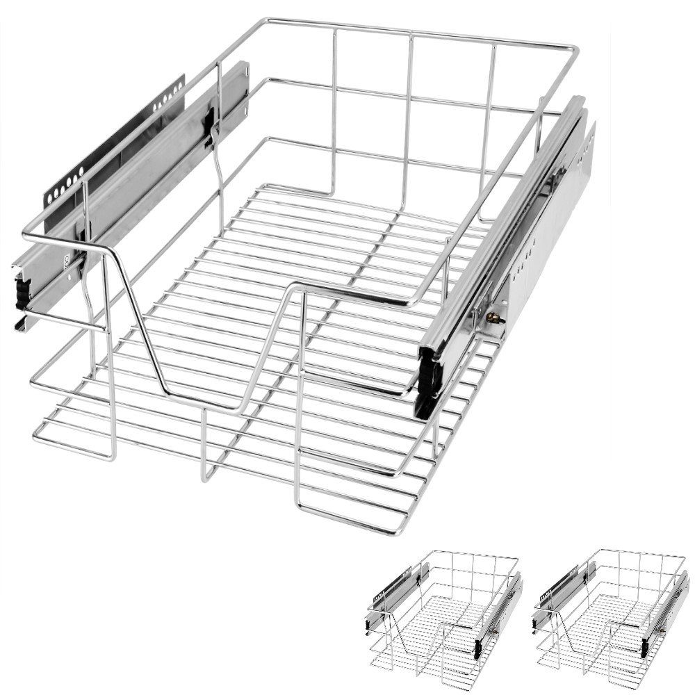 Casaria Schubkasten, 30 cm 3er Set Verchromt 25kg Belastbar Vollauszug mit Montagematerial