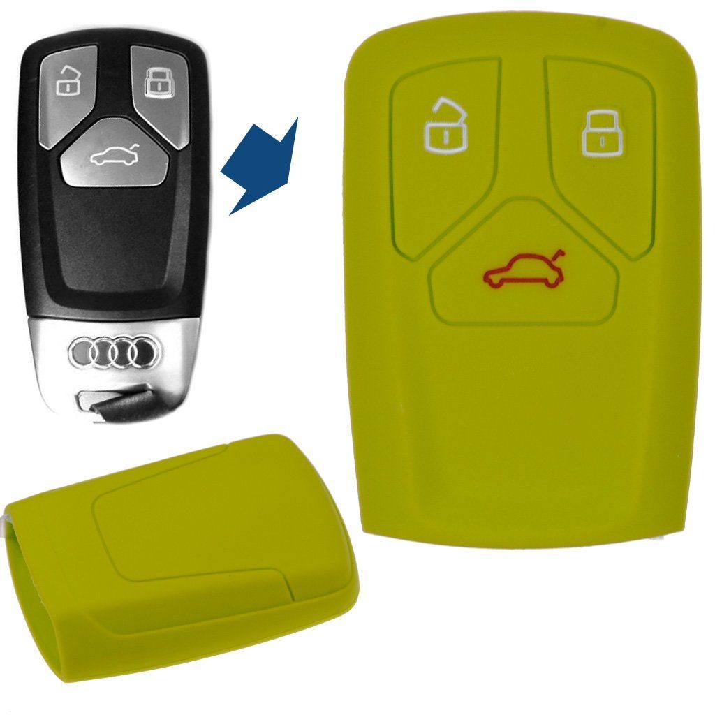 3 S4 Softcase Q7 Schlüsseltasche Autoschlüssel TT Audi A4 RS mt-key Q5 für Schutzhülle S5 KEYLESS SMARTKEY Tasten A5 Apfelgrün, Silikon