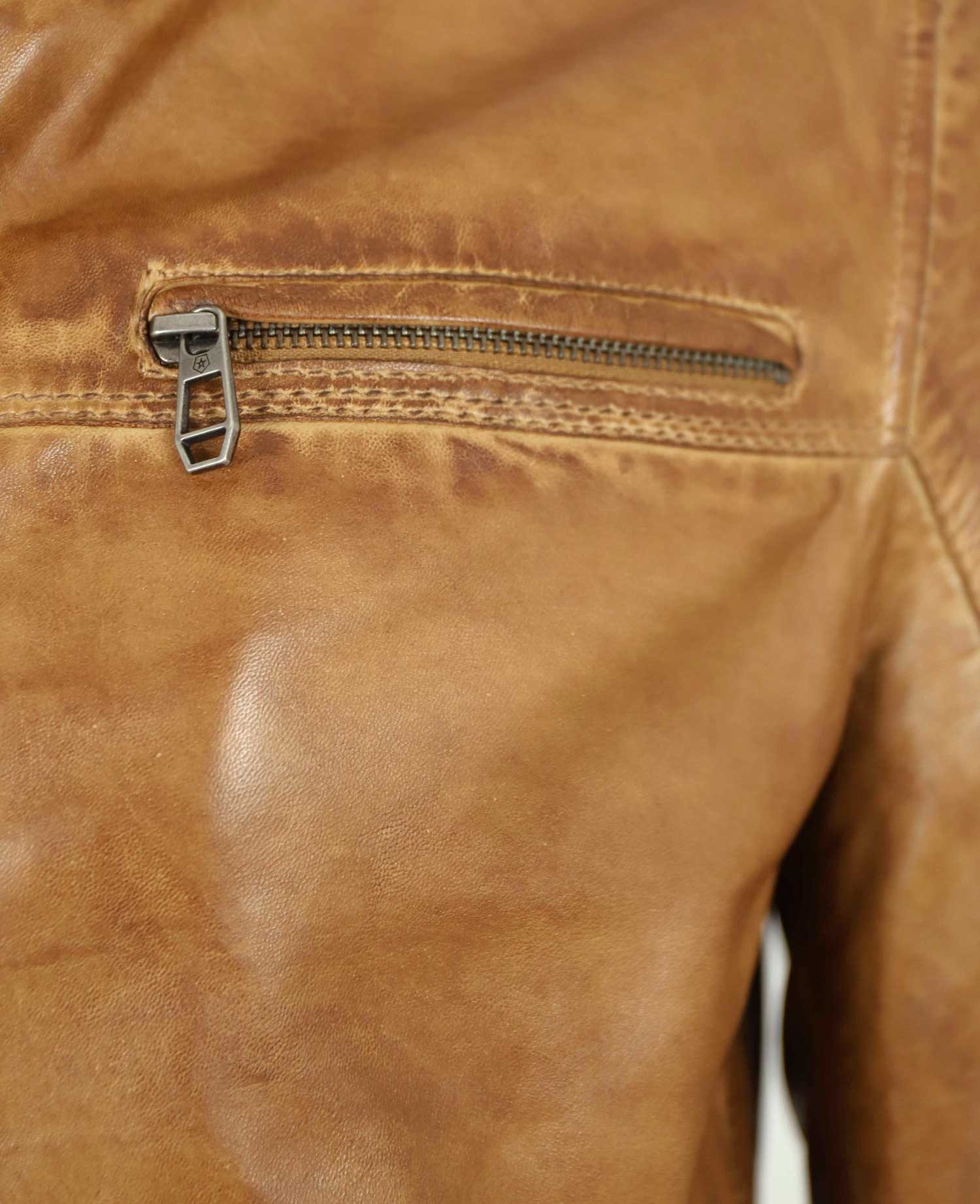 Milestone Lederjacke MS-Marco Milestone - Herren Lederjacke Lammnappa hell-cognac