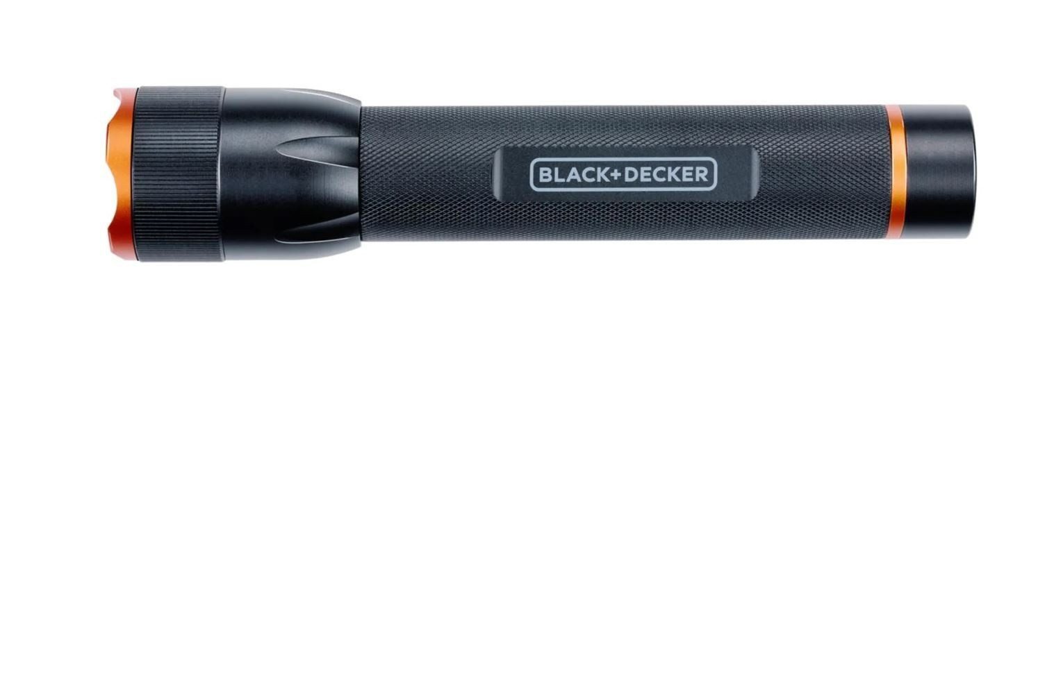 Black + Decker LED Taschenlampe LED-Taschenlampe 6 Watt, 200 Meter Reichweite, Länge 233 mm, drei verschiedene Licht-Modi - hoch, niedrig und pulsierend