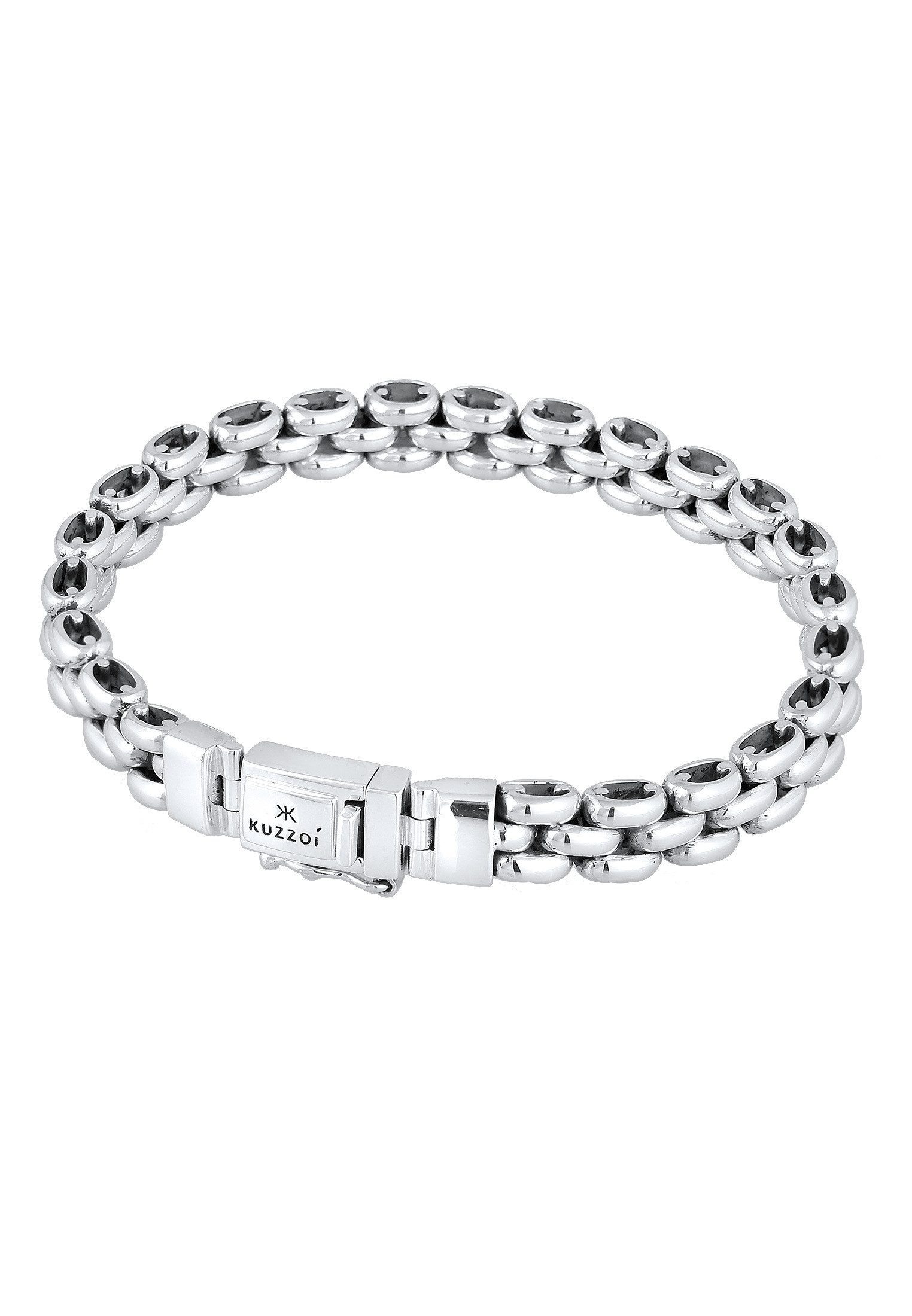 Kuzzoi Silberarmband Herren Trend Glieder Kette Oxidiert 925 Silber