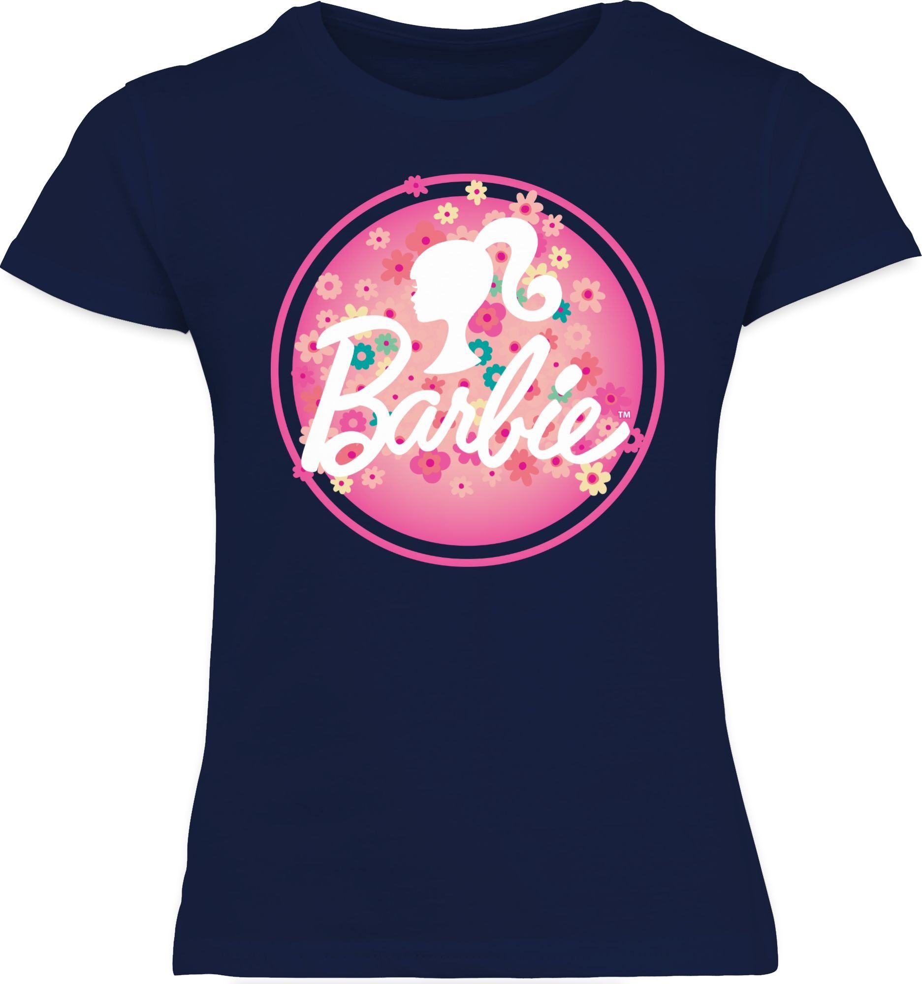 Shirtracer T-Shirt Barbie Logo Blumen Dunkelblau Barbie Mädchen 3