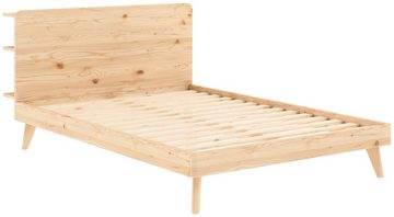 Karup Design Bettgestell RETREAT BED, aus Kiefer massiv mit Lattenrost, Kopfteil mit 3 Ablagen