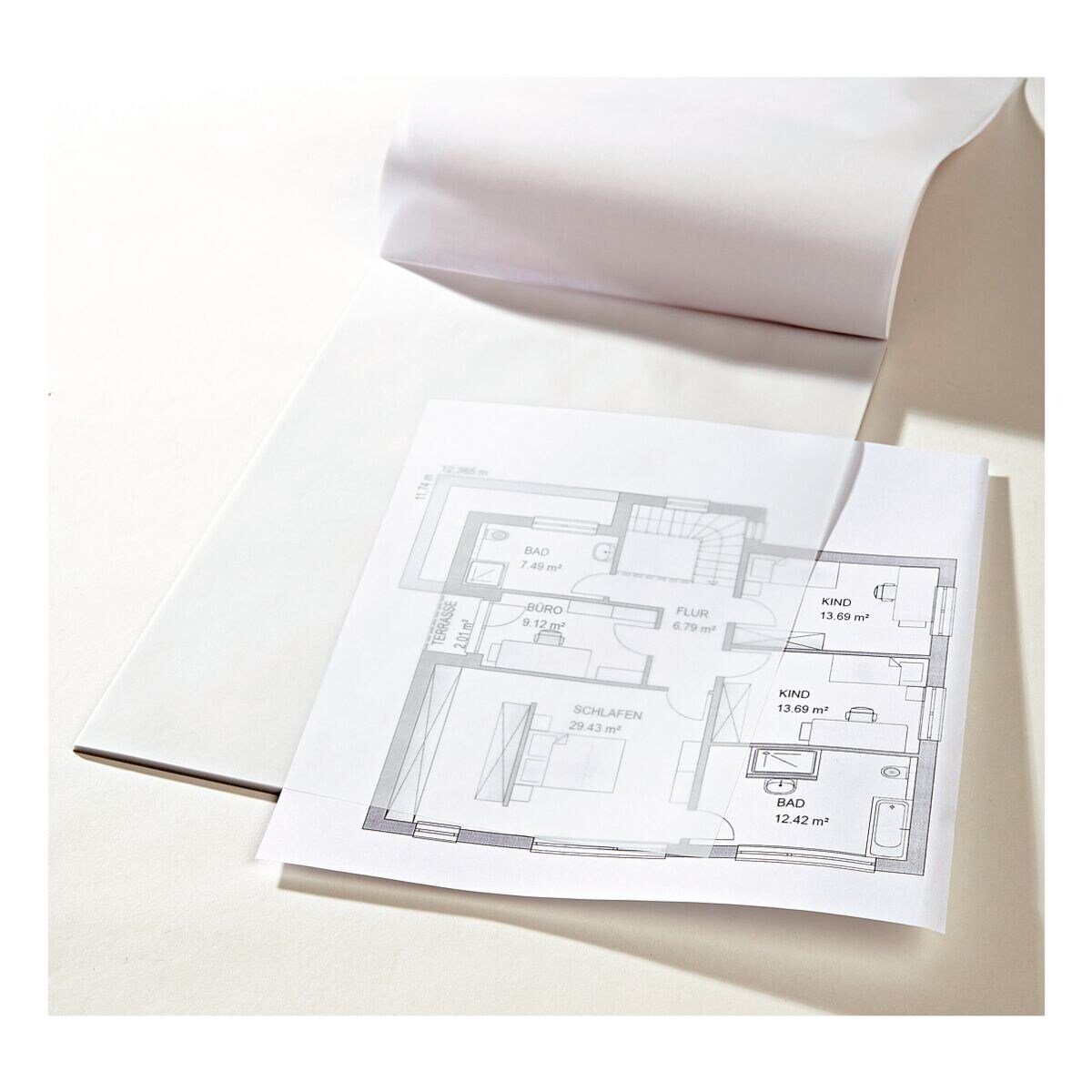 Folia Transparentpapier, Architektenpapier 25 Blatt, weiß transparent, Format A4, 80 g/m²