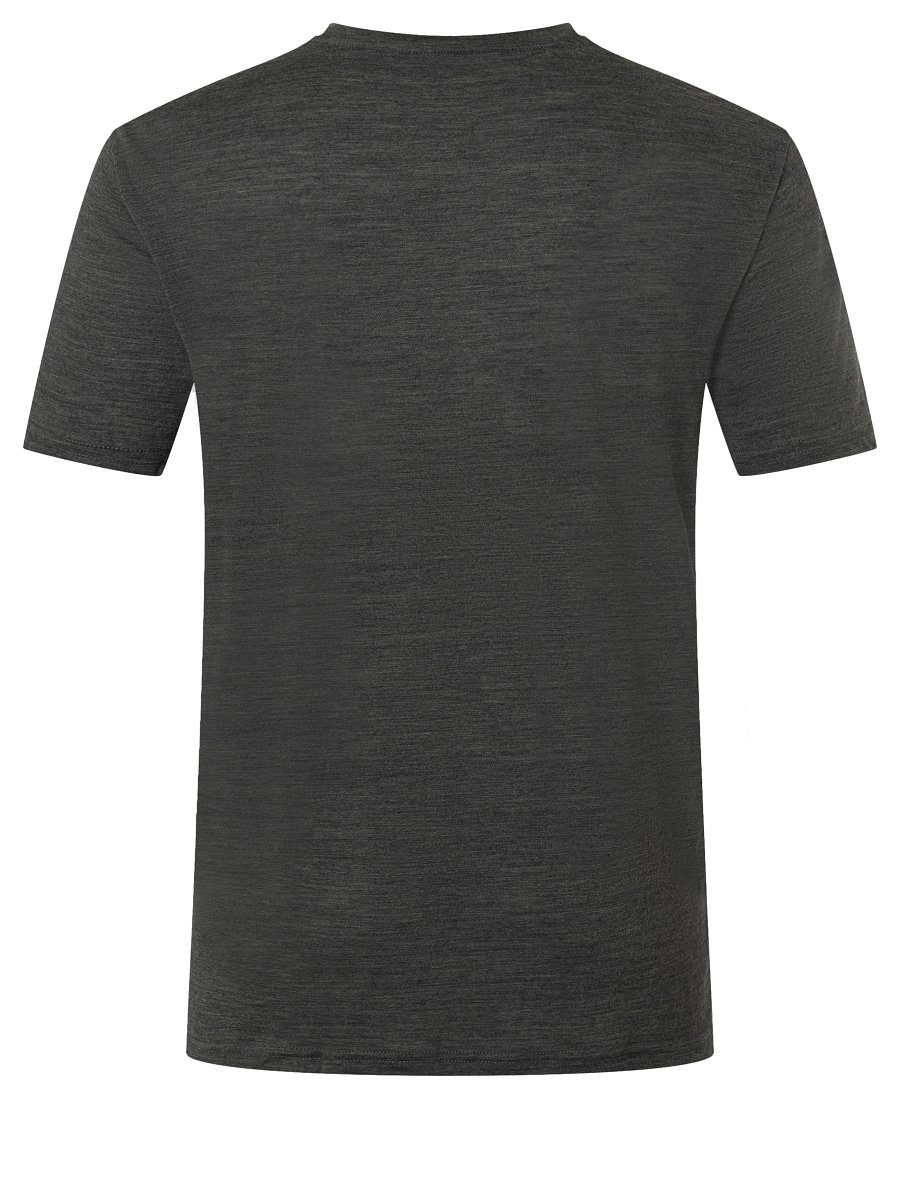 SUPER.NATURAL Print-Shirt Merino T-Shirt M Grey Pirate TEE Merino-Materialmix Black Melange/Jet funktioneller KANUTI