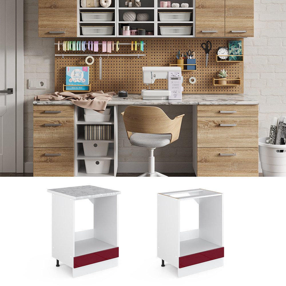 Vicco Schranksystem R-Line, Bordeaux Hochglanz/Weiß, 60cm günstig online kaufen