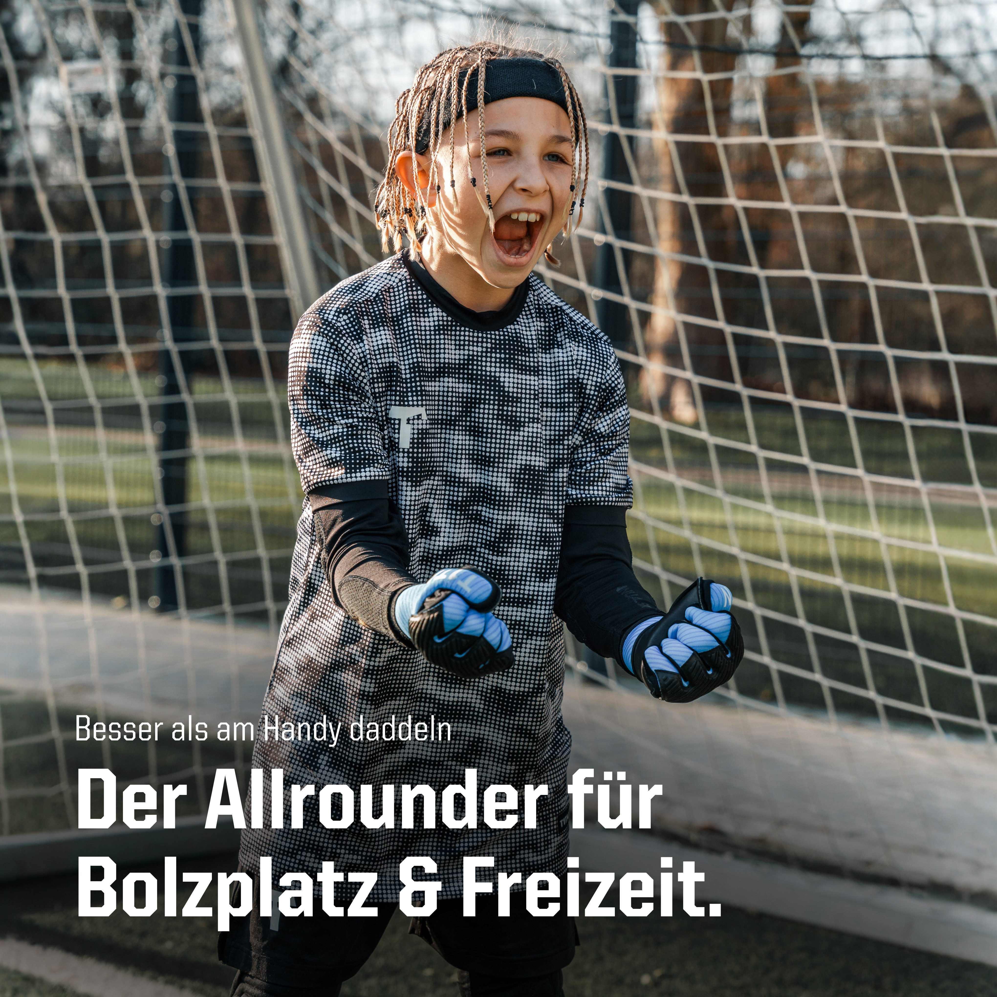T1TAN Torwarthandschuhe Kinder, AROX Blue 1.0, Größe 3-8