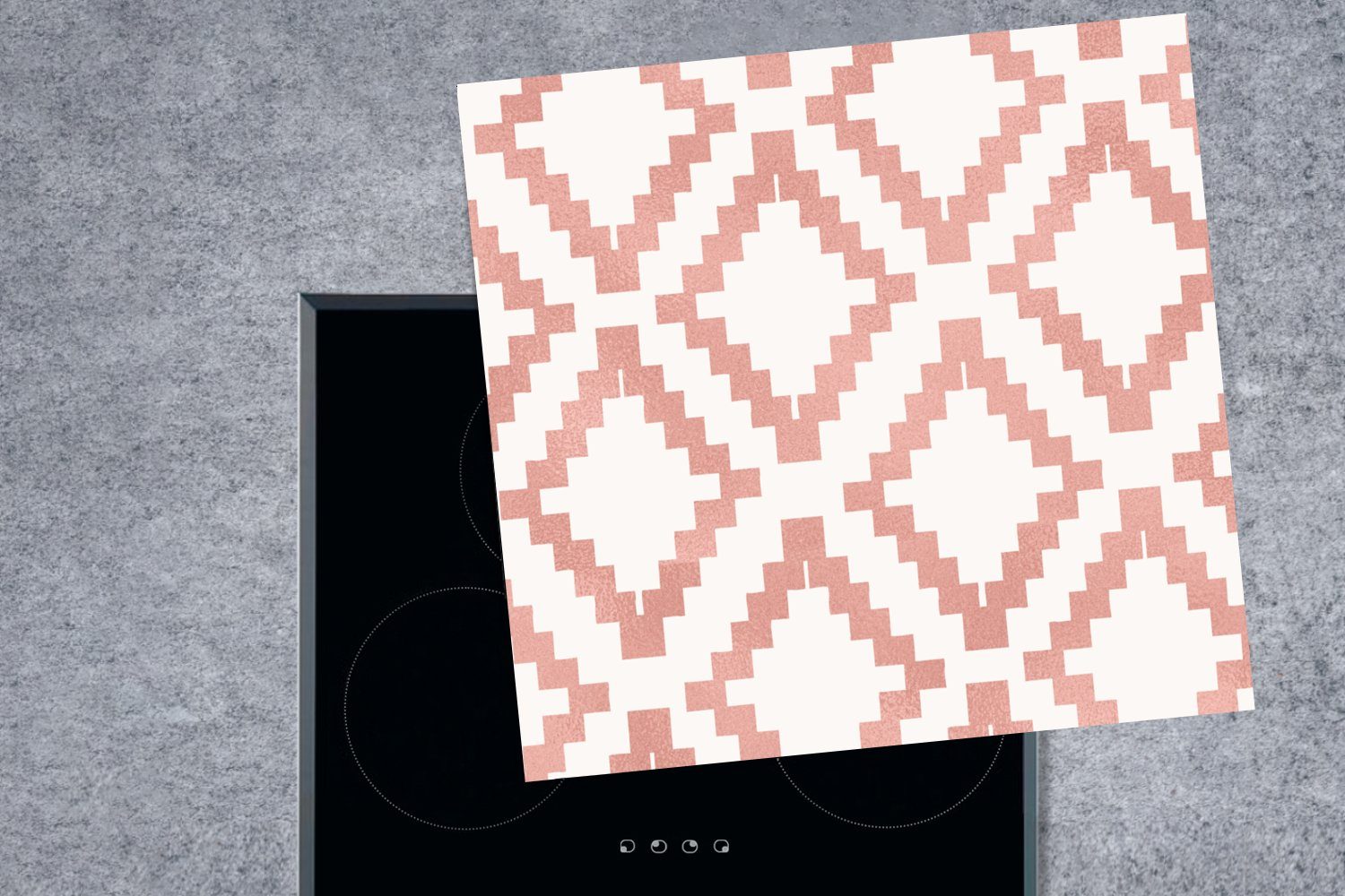 Block Ceranfeldabdeckung, 78x78 Muster Vinyl, cm, MuchoWow (1 Herdblende-/Abdeckplatte Arbeitsplatte tlg), - Rosa, küche für -