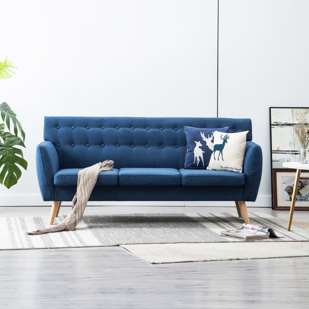 vidaXL Sofa 3-Sitzer-Sofa Stoff 172x70x82 cm Blau