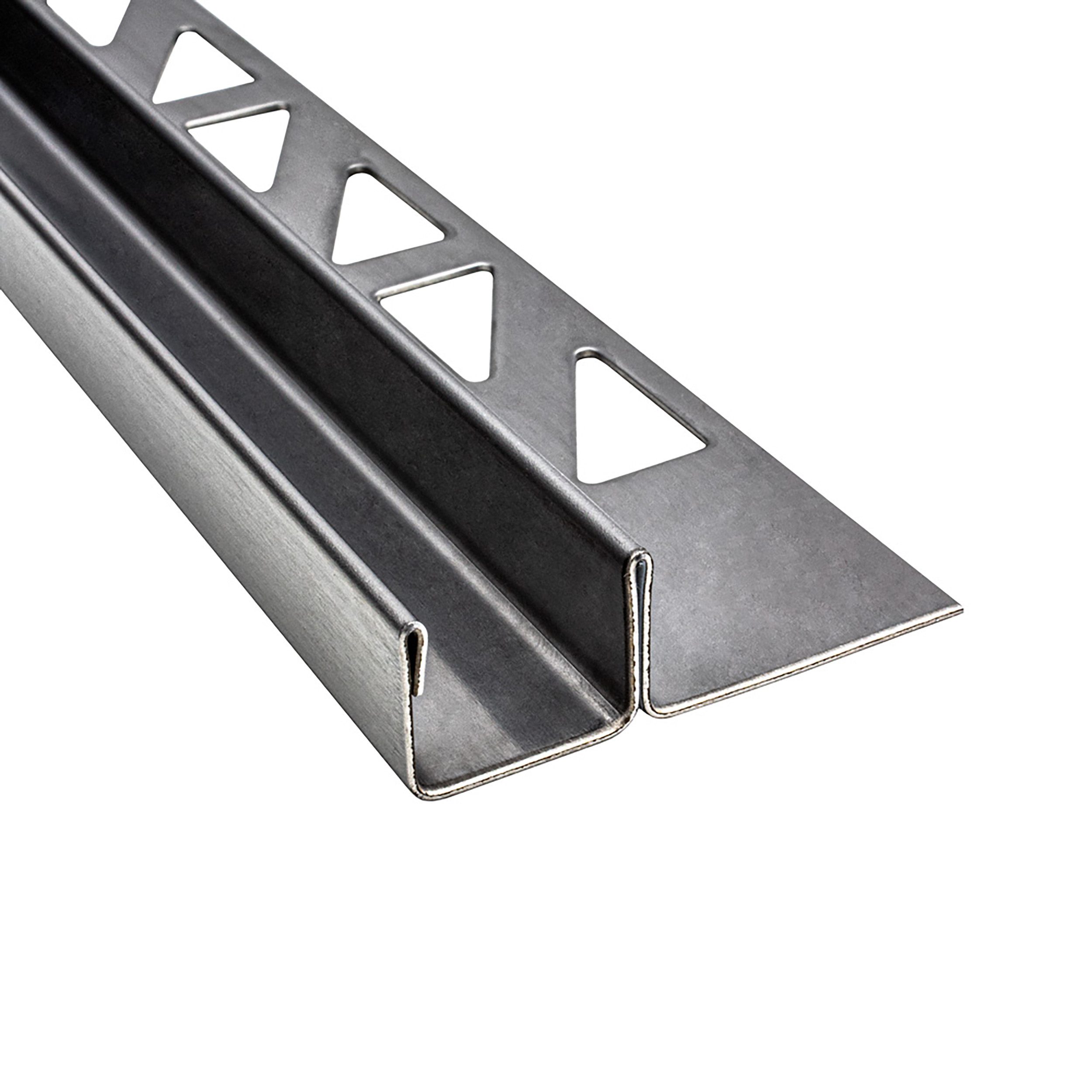 tktrading24 Abschlussprofil Glas-Fliesenprofil Edelstahl Klemmprofil Wandprofil V2A 2 m H12,5 mm
