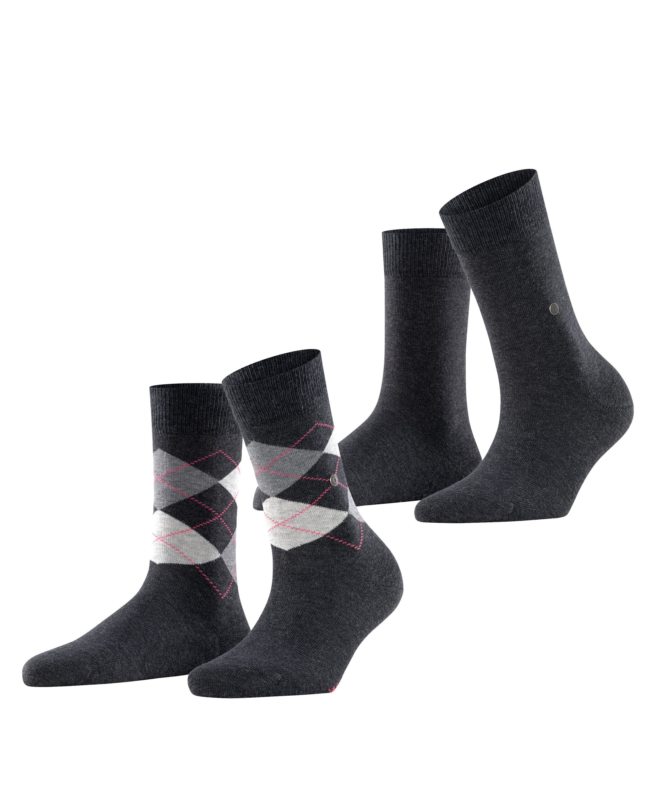 Burlington Socken Everyday Mix (2 Paar) Einheitsgröße 36-41, unifarben und Argyle-Muster