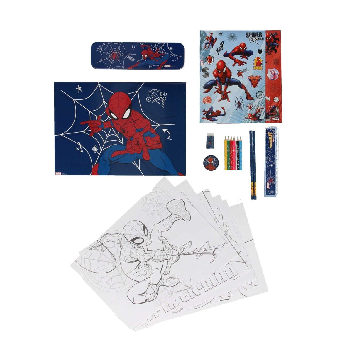 Spiderman Kreativset Spiderman Mal- und Zeichenset Tragbares Set für unterwegs
