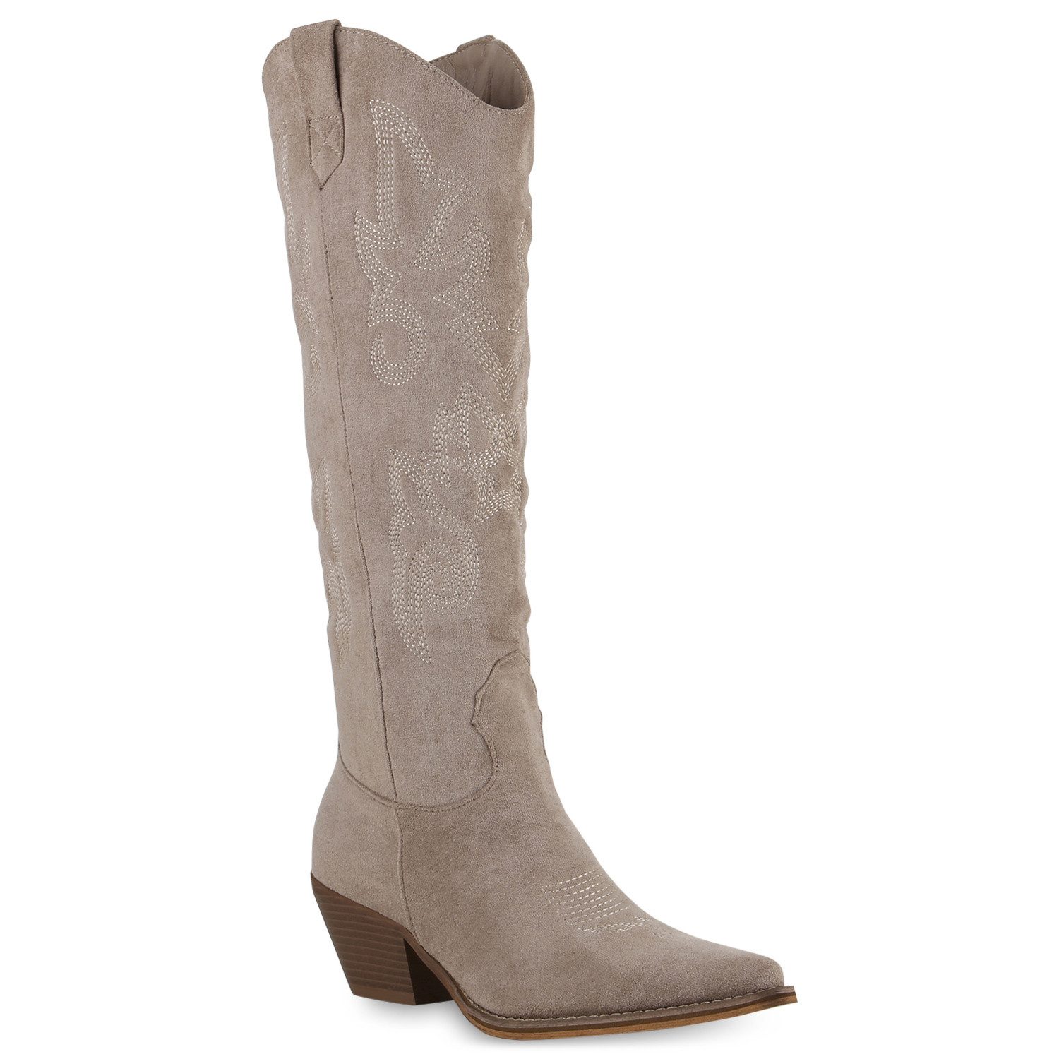 VAN HILL 839869 Cowboystiefel Damen Leicht Gefütterte Cowboystiefel Stiefel Stickereien