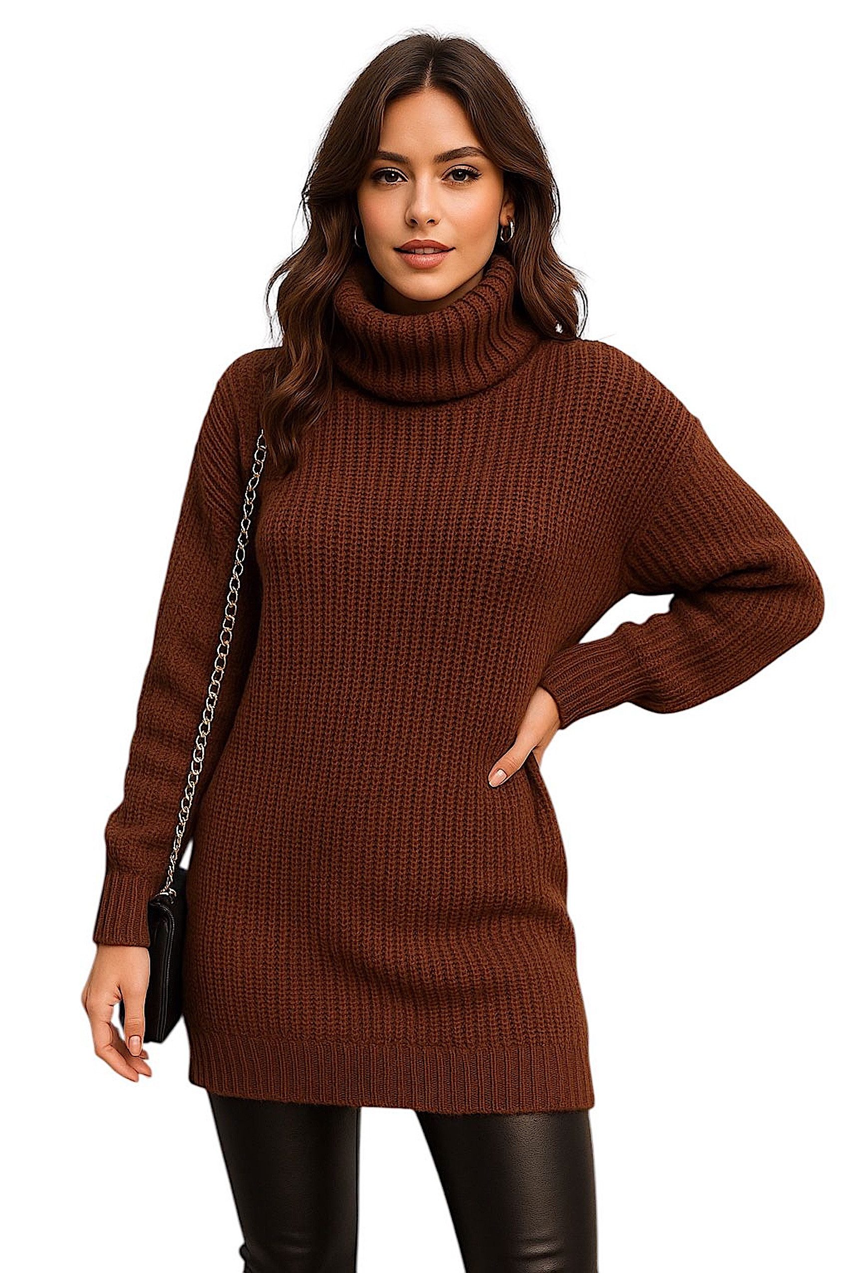 Worldclassca Rollkragenpullover WORLDCLASSCA Damen Rollkragen Pullover Lang Oversize Winter Fashion Neue Kollektion - Stilvolle und gemütliche Strickmode für Damen