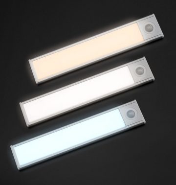 PRECORN Unterschrankleuchte 3er Set LED Schranklicht Lichtleiste 20cm USB wiederaufladbar silber