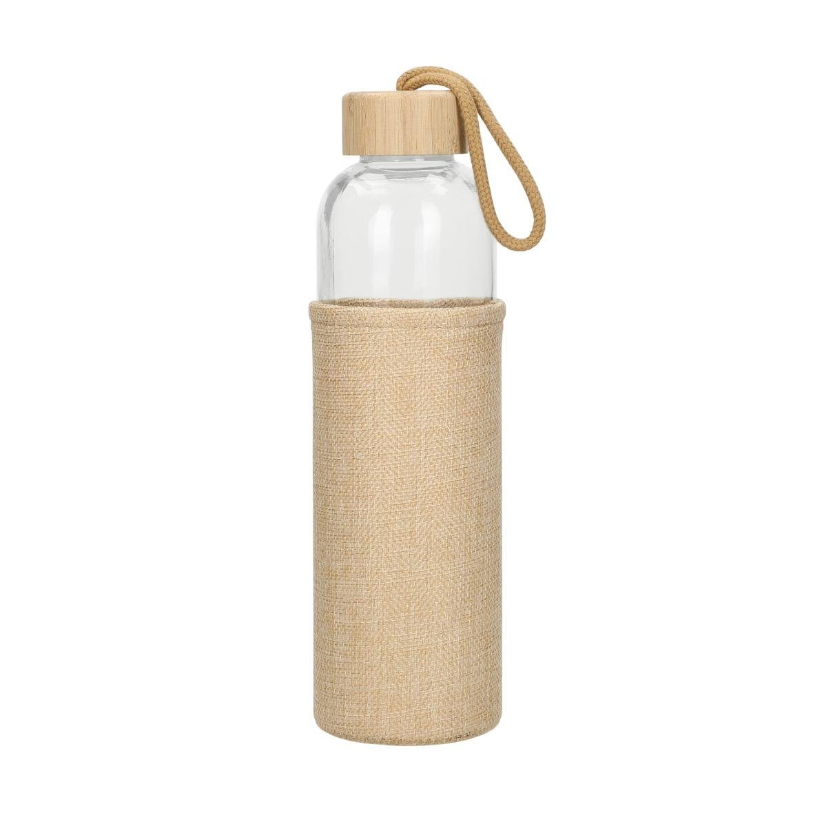 elasto Trinkflasche 700 ml Glasflasche "Natural" Wasserflasche mit softer Hülle, Sportflasche, Für Unterwegs, Bottle, Schule und Arbeit, Hülle