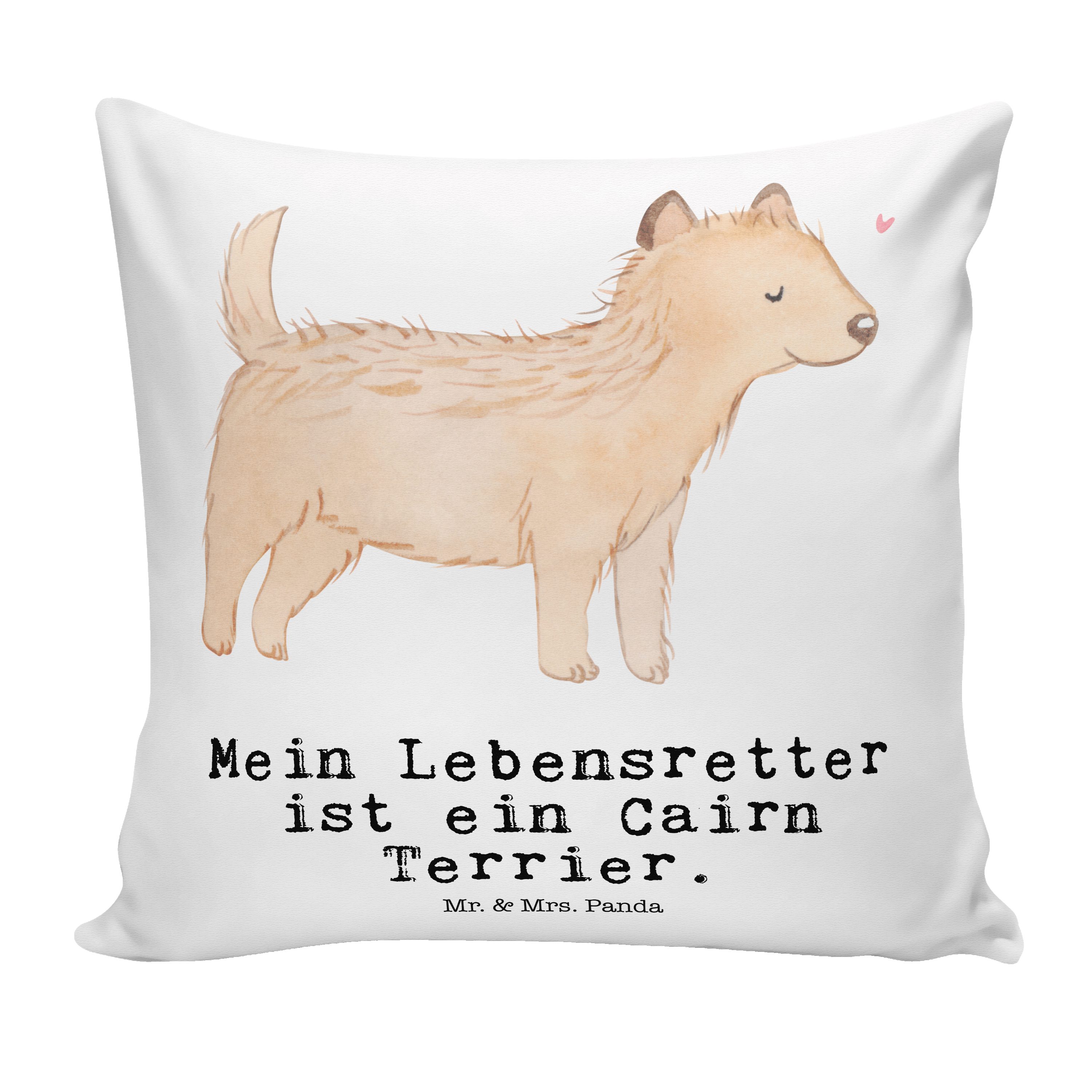 Mr. Terrier - - Mrs. Lebensretter Panda Dekokissen Motivkissen, Kiss Geschenk, & Cairn Hund, Weiß