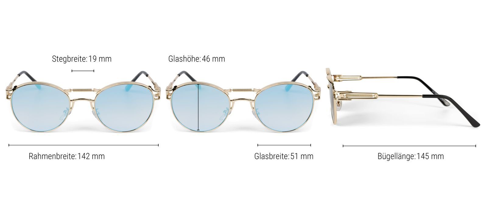 Getönt Verlauf Gestell (1-St) Sonnenbrille styleBREAKER Grau-Beige Gold / Glas