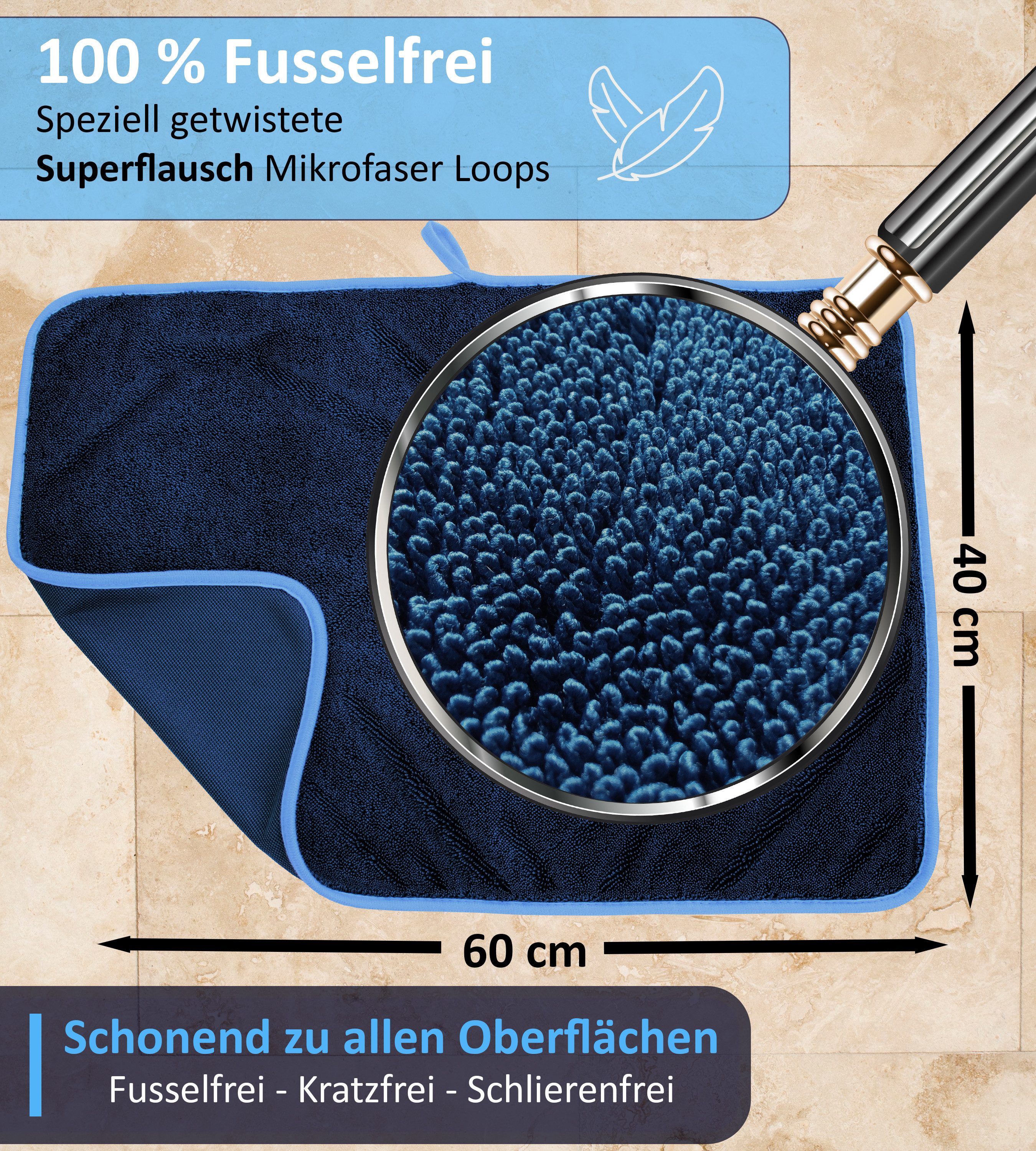 Blumbach Duschabzieher - Silikon Abzieher inkl. 2 Mikrofaser Trockentücher 40 x 60 cm, (Abzieher Dusche 28 cm breit mit 2 Halterungen), Mikrofasertücher für Dus – Bild 5 von 5