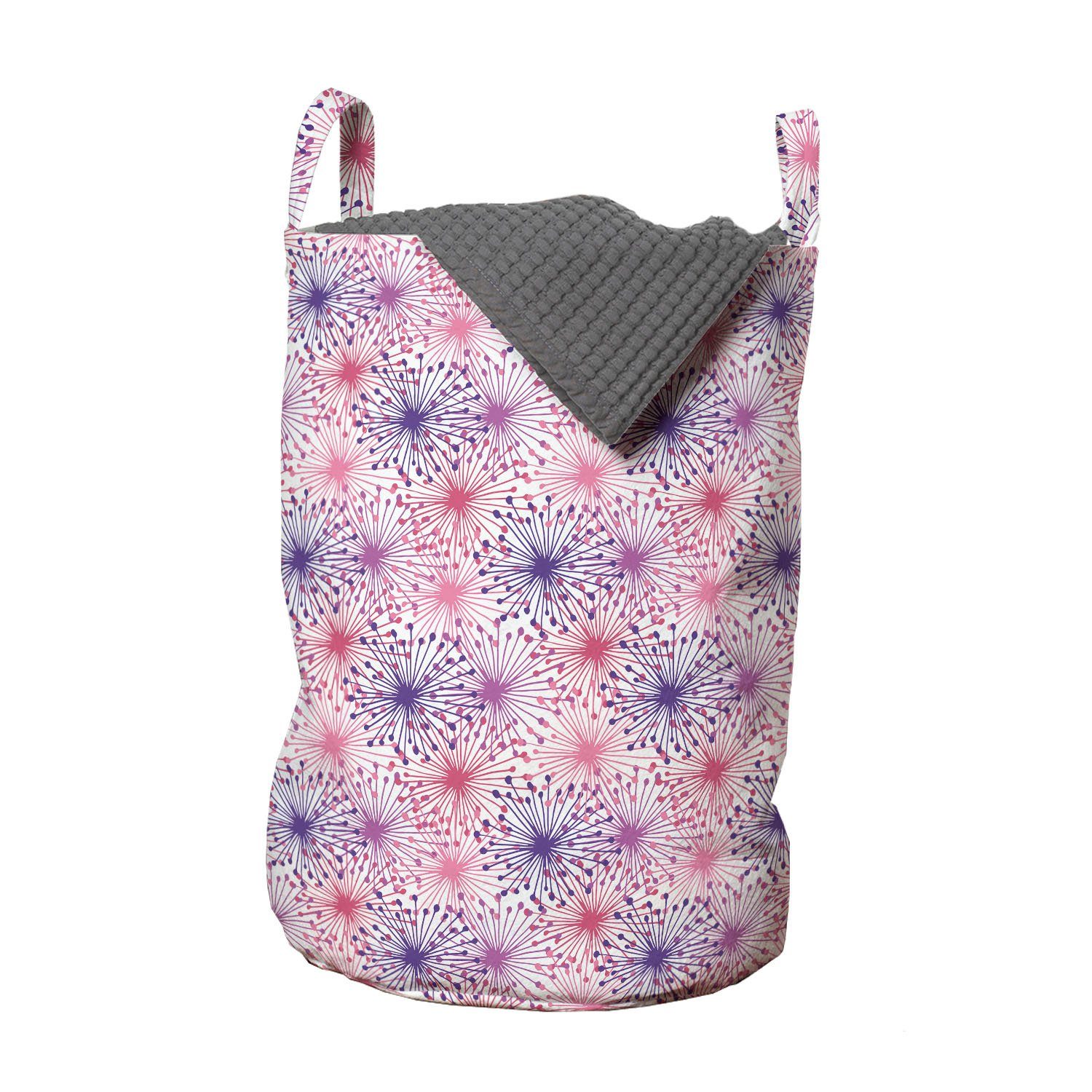 Abakuhaus Wäschesäckchen Wäschekorb mit Griffen Kordelzugverschluss Bunt Waschsalons, Blumenfeuerwerks-Muster für