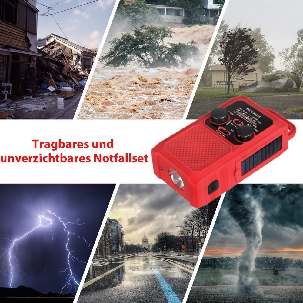 Retekess für 5000 SOS-Alarm) Tragbares Camping Tragbares mAh Radio, TR201 Überleben Notfallradio Notfall-Radio Kurbelradio, (Solar