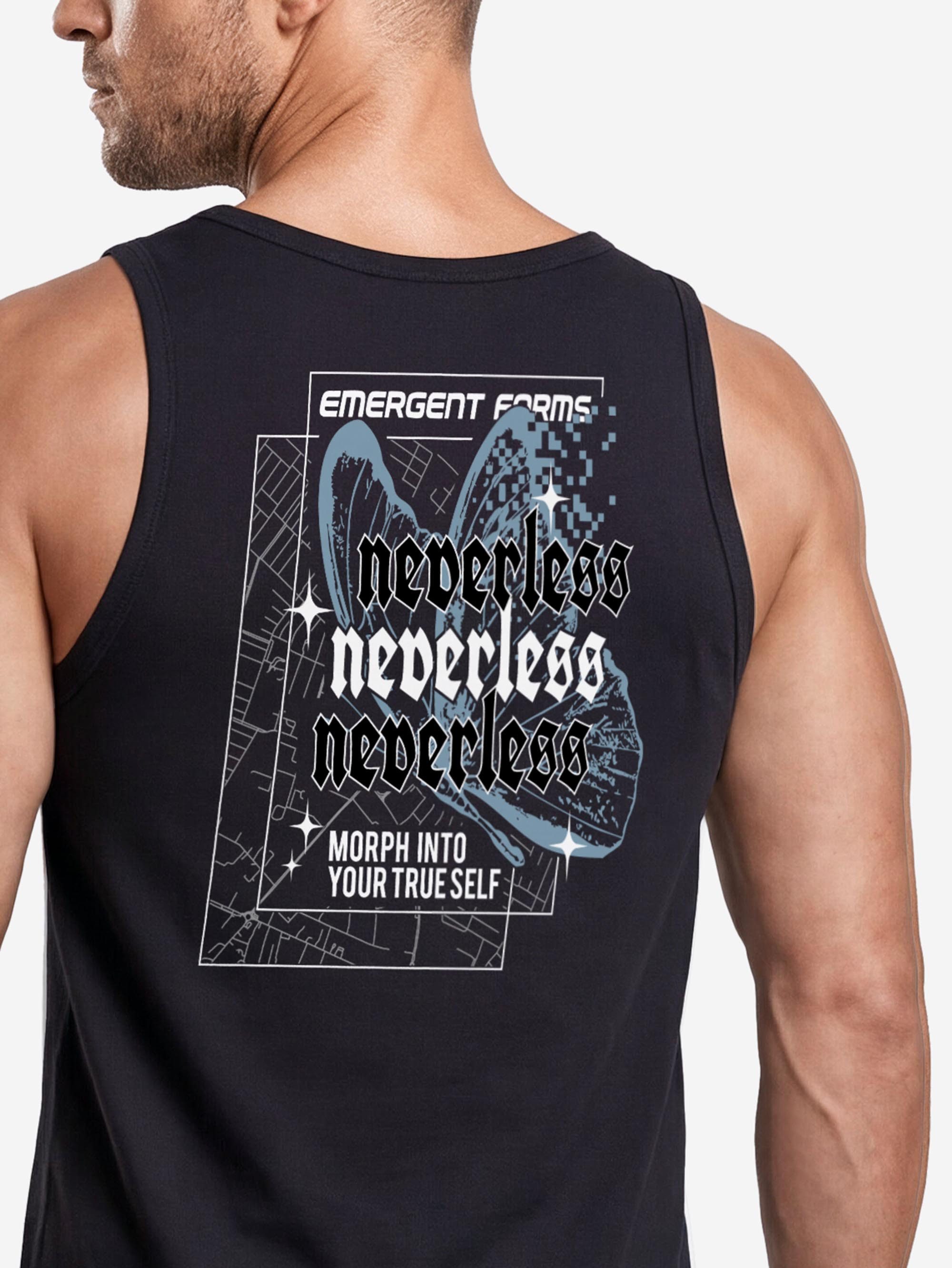 Neverless Tanktop Tanktop Herren mit Grafik-Print - Design Butterfly Morph - mit Print