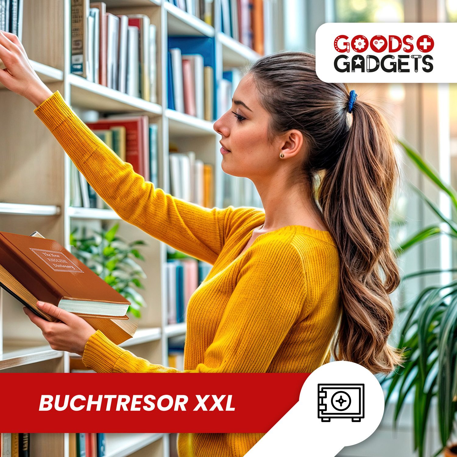 Goods+Gadgets Buchtresor GOODS+GADGETS XXL Abschließbarer Buchtresor - Geldkassette Buch (Geldkassette, Buchattrappe), Bücherregal Geheimversteck – Bild 4 von 5