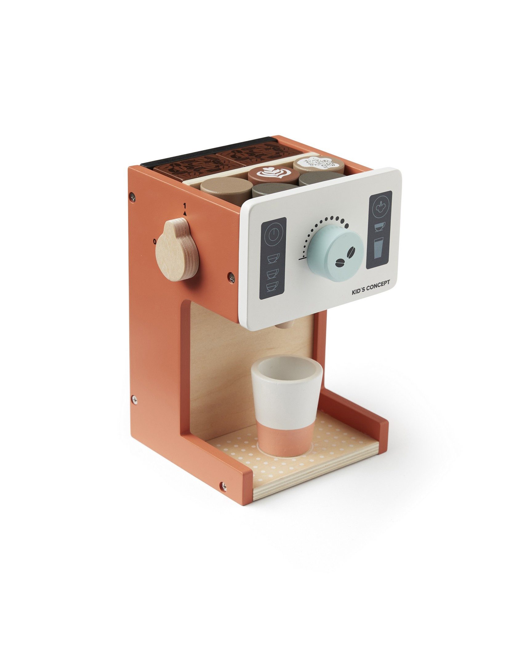 Kids Concept Kinder-Kaffeemaschine KID'S HUB Kaffeeautomat- 15 x 14,5 x 21,5 cm - ab 2 Jahre, (18-tlg), aus Holz