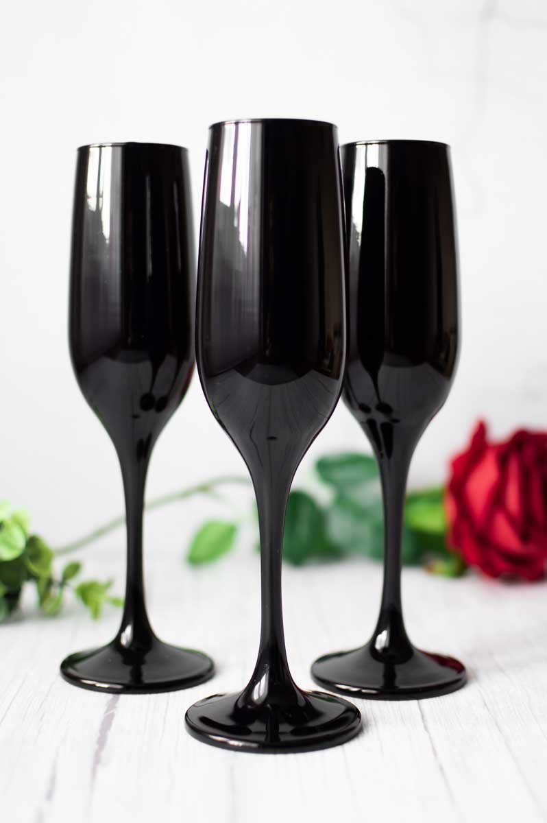Sendez Sektglas 6 schwarze Sektgläser 200ml Sektkelche Champagner Prosecco Sektglas Proseccoglas