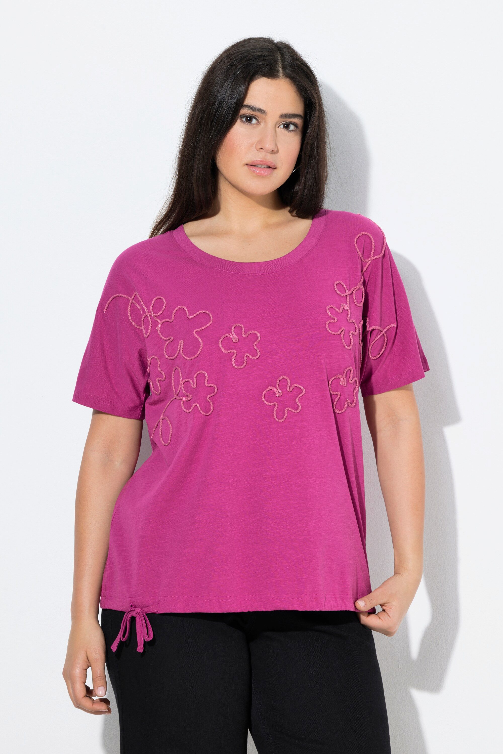 Ulla Popken T-Shirt T-Shirt Blüten Oversized günstig online kaufen