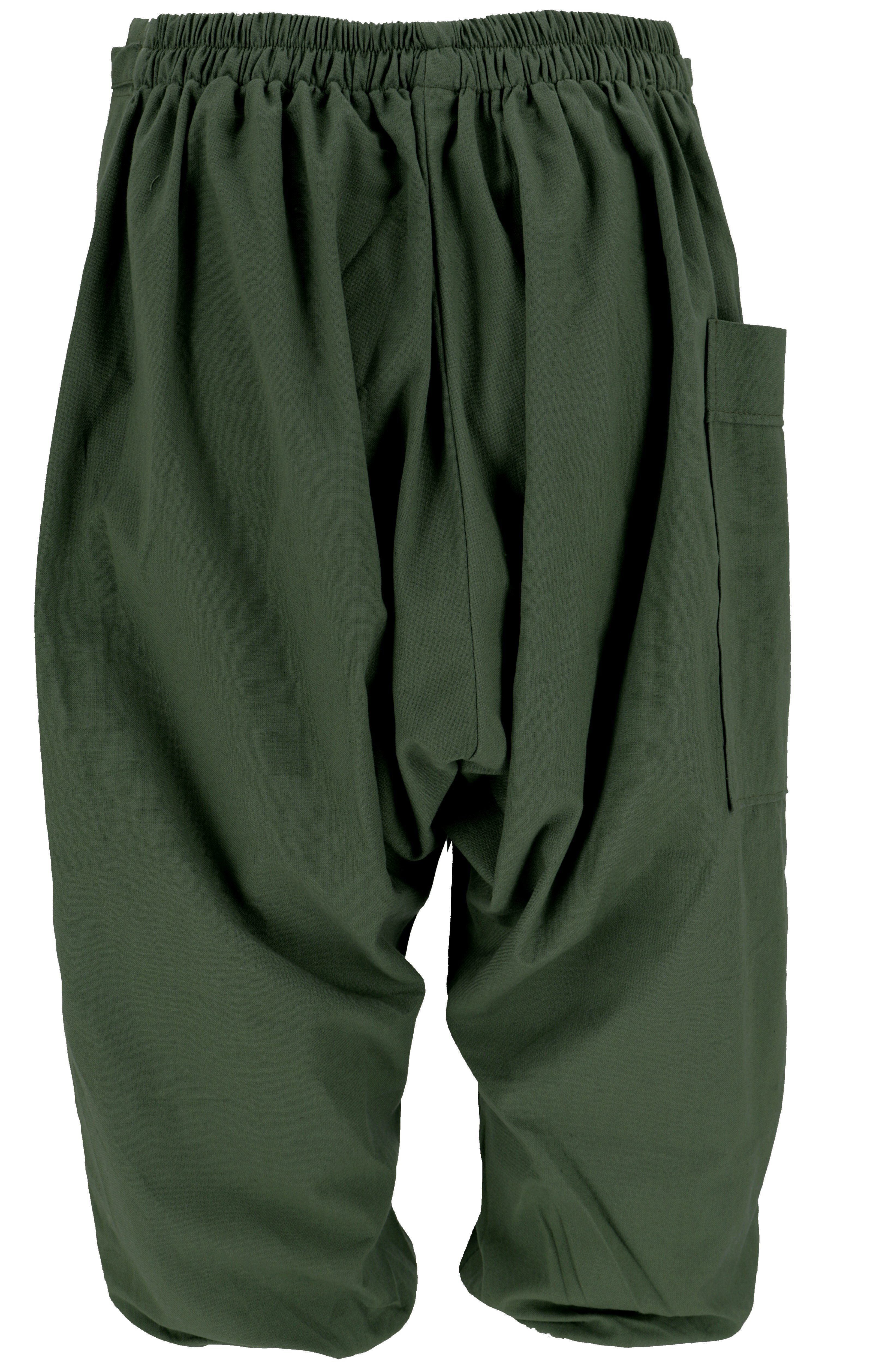 Ethno Hose Sarouel alternative Bekleidung Shorts, Relaxhose Baggy khakigrün Style, Guru-Shop -