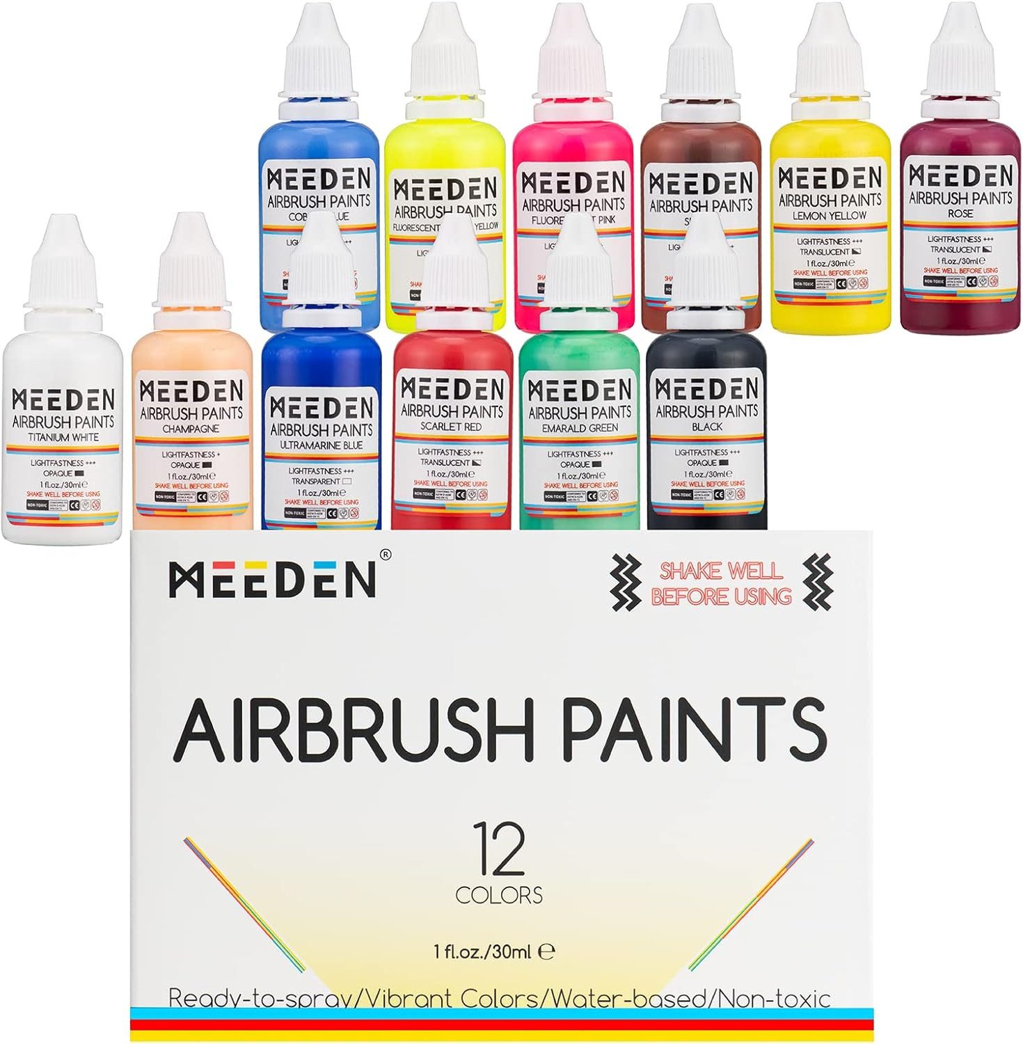 TSE Acrylfarbe MEEDEN Airbrush Farben 12er/ 24er/ 60er Set – Perfekte Farben