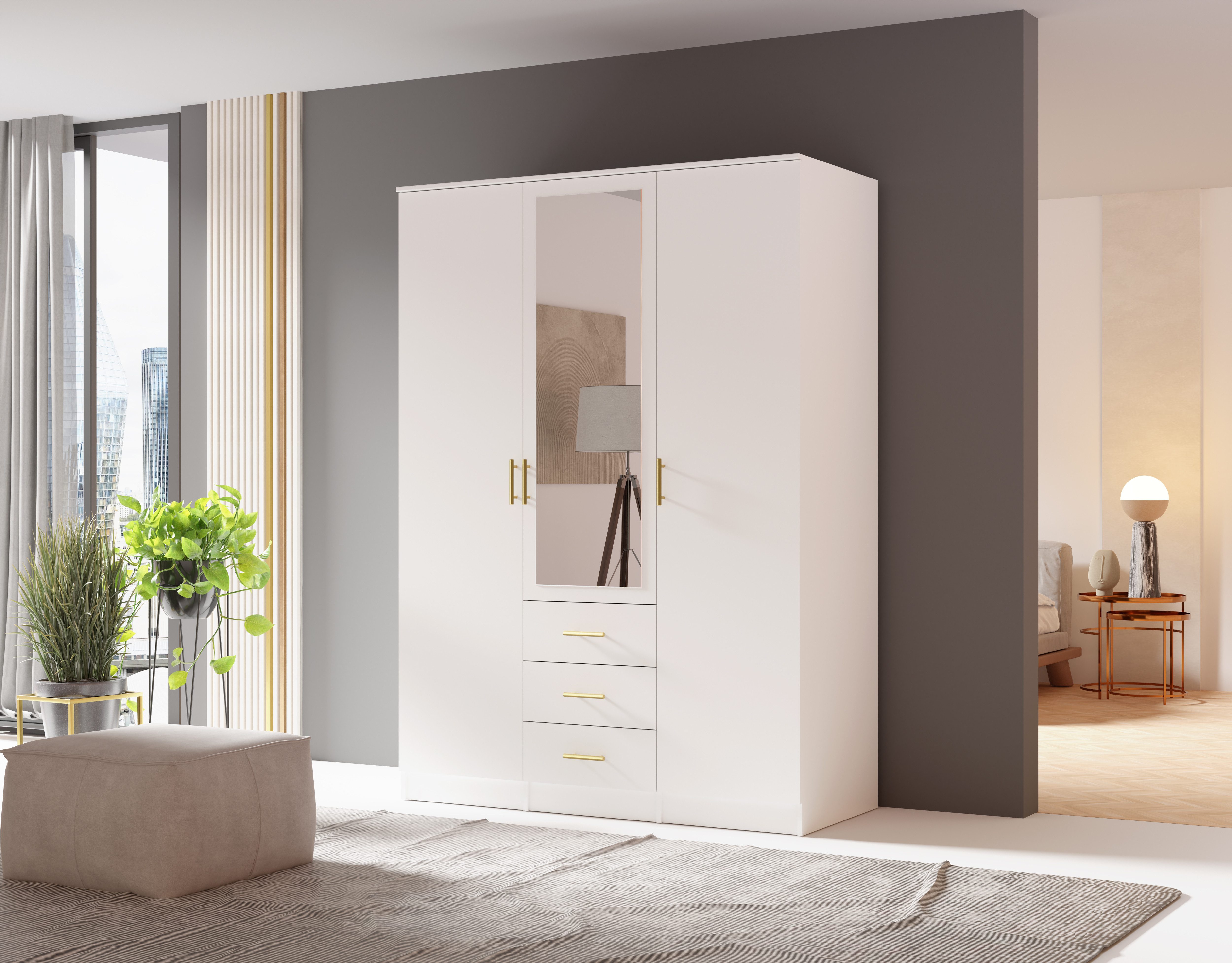 MOEBLO Drehtürenschrank LIMON (mit Spiegel und Schubladen – Moderner Schran günstig online kaufen