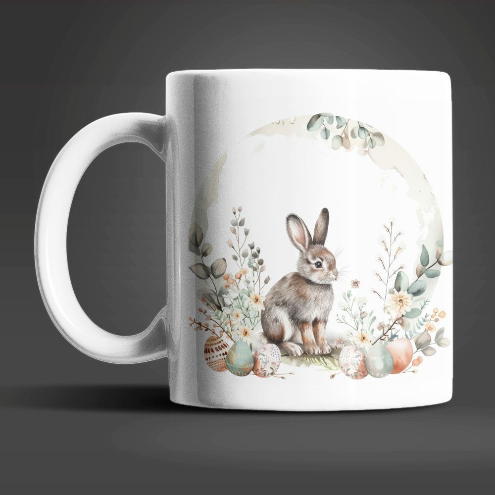 WS-Trend Tasse Osterhase Vintage Ostereier Ostern Kaffeetasse Teetasse, 4-tlg., Keramik, 325 ml