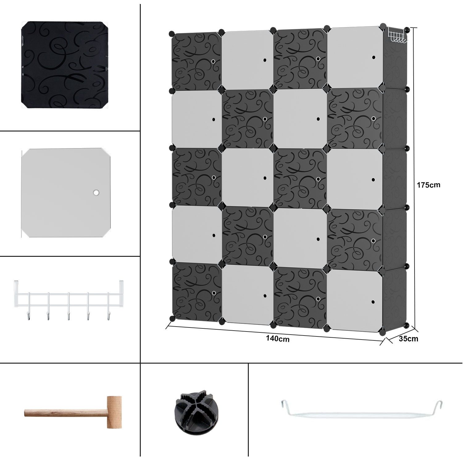 Clanmacy Kleiderschrank DIY 12/16/20 Würfel Kombischrank Stecksystem Steckr günstig online kaufen