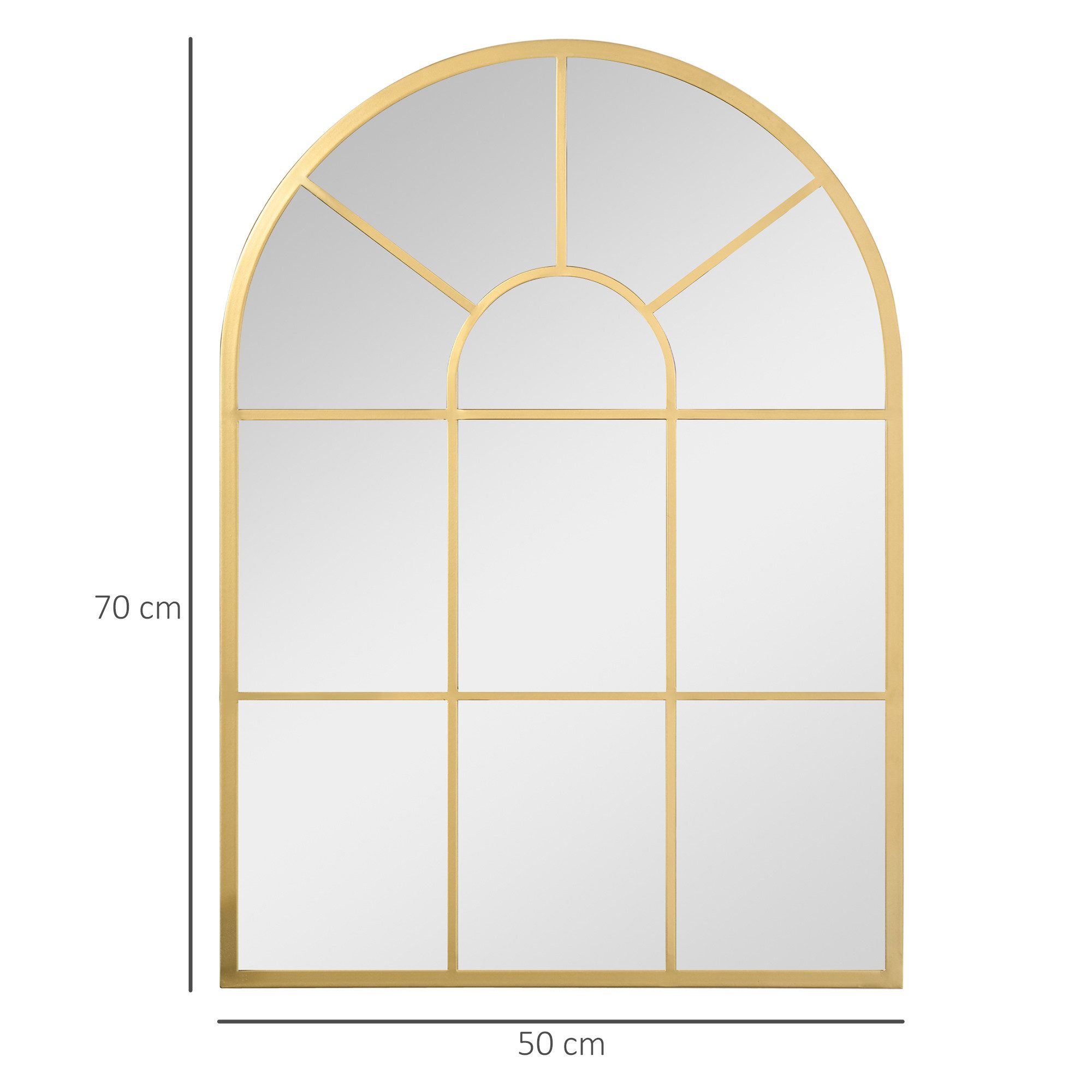 HOMCOM Wandspiegel Hängespiegel Flurspiegel mit Metallrahmen für Schlafzimmer (Flurspiegel, 1-St., Fensterspiegel), für Wohnzimmer, Esszimmer, Schlafzimmer, Gold