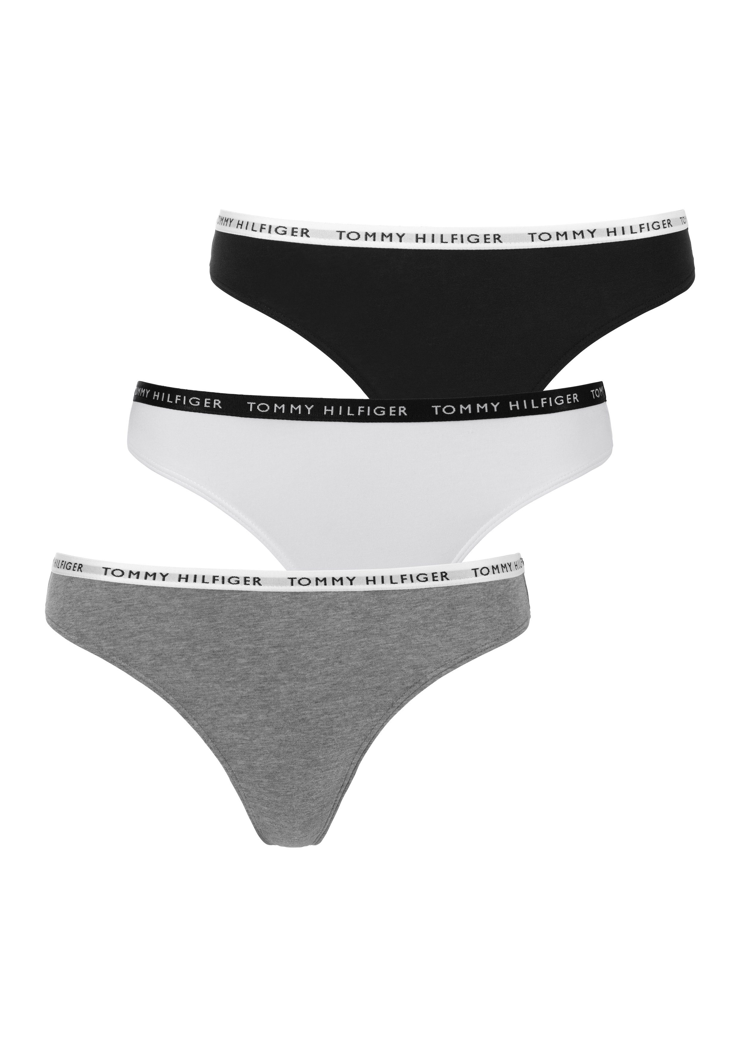 Tommy Hilfiger Underwear T-String (3-St) mit schmalem Logobündchen medium grey htr / white / black