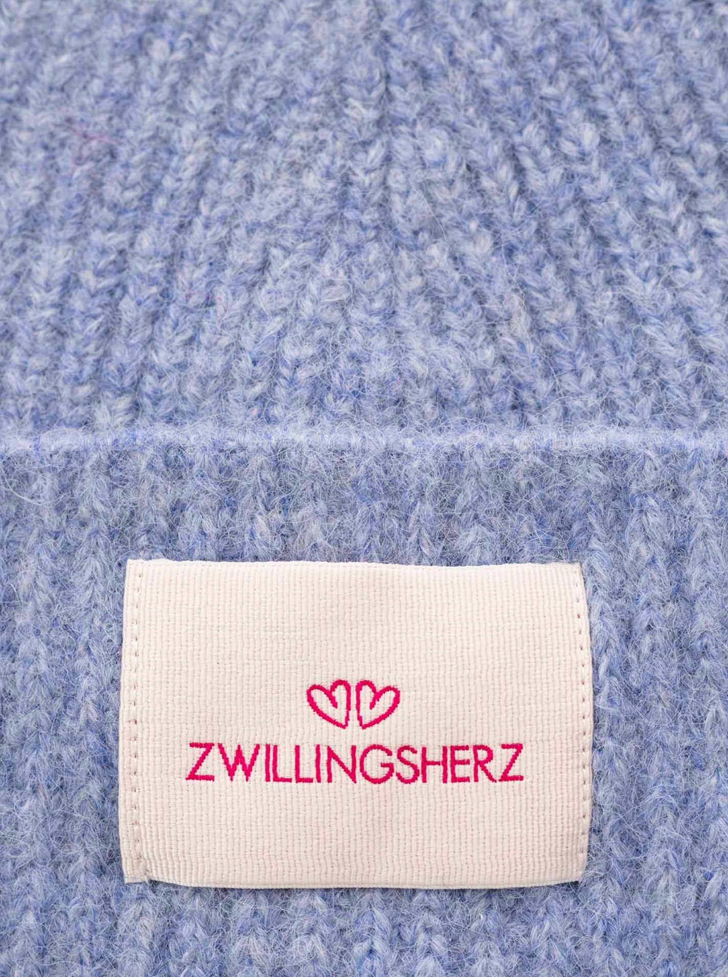 Zwillingsherz Strickmütze "Zwillingsherz Patch" gerippt, mit Wolle und Umschlag, mit Patch